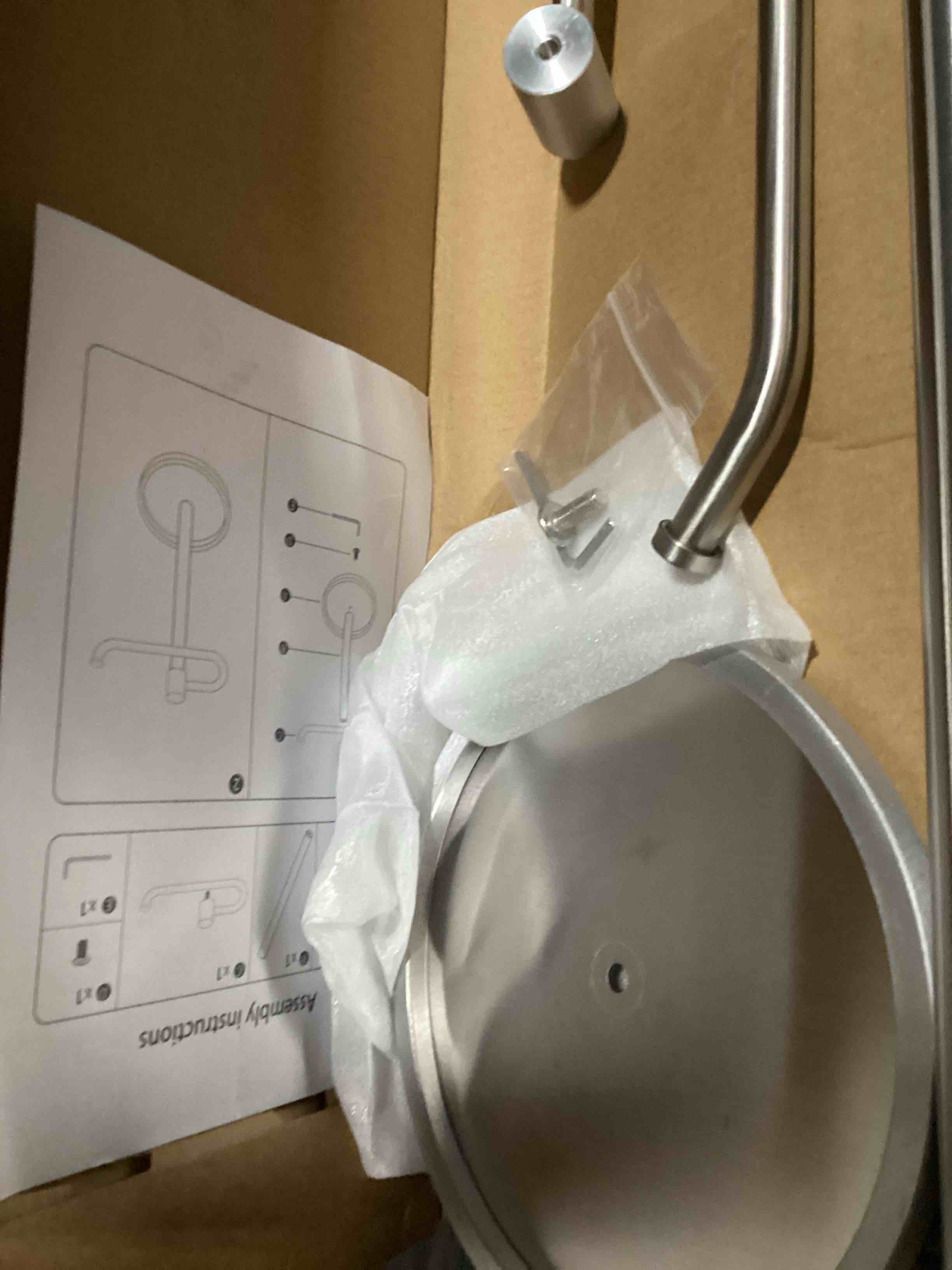 Condition photo showing Good Condition for hand towel holder stand, brushed nickel standing towel racks for bathroom, stainless steel free standing towel rack, towel bar kitchen vanity countertops decor brush nickel