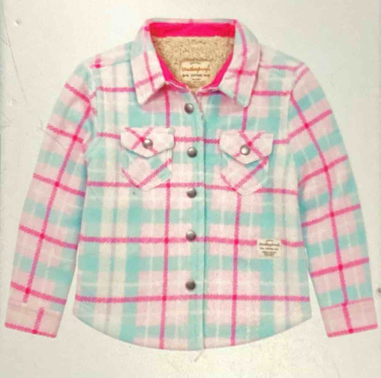 original waterproof, vintage kids, sherpa line plaid shirt, jacket, soft pink size 6