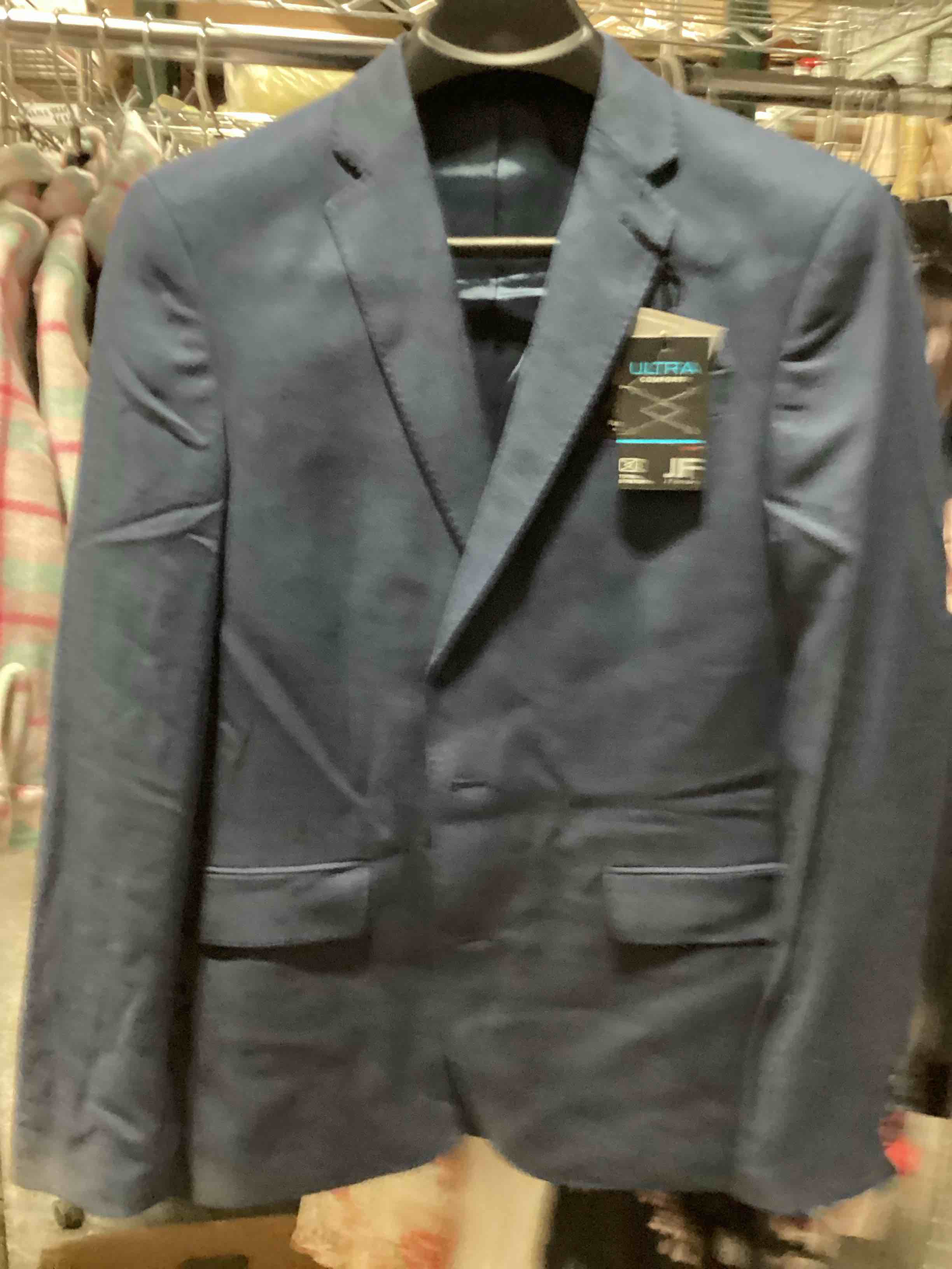 Condition photo showing New/Like New for j ferrar ultra comfort slim fit men’s suit jacket blazer slate blue 40s