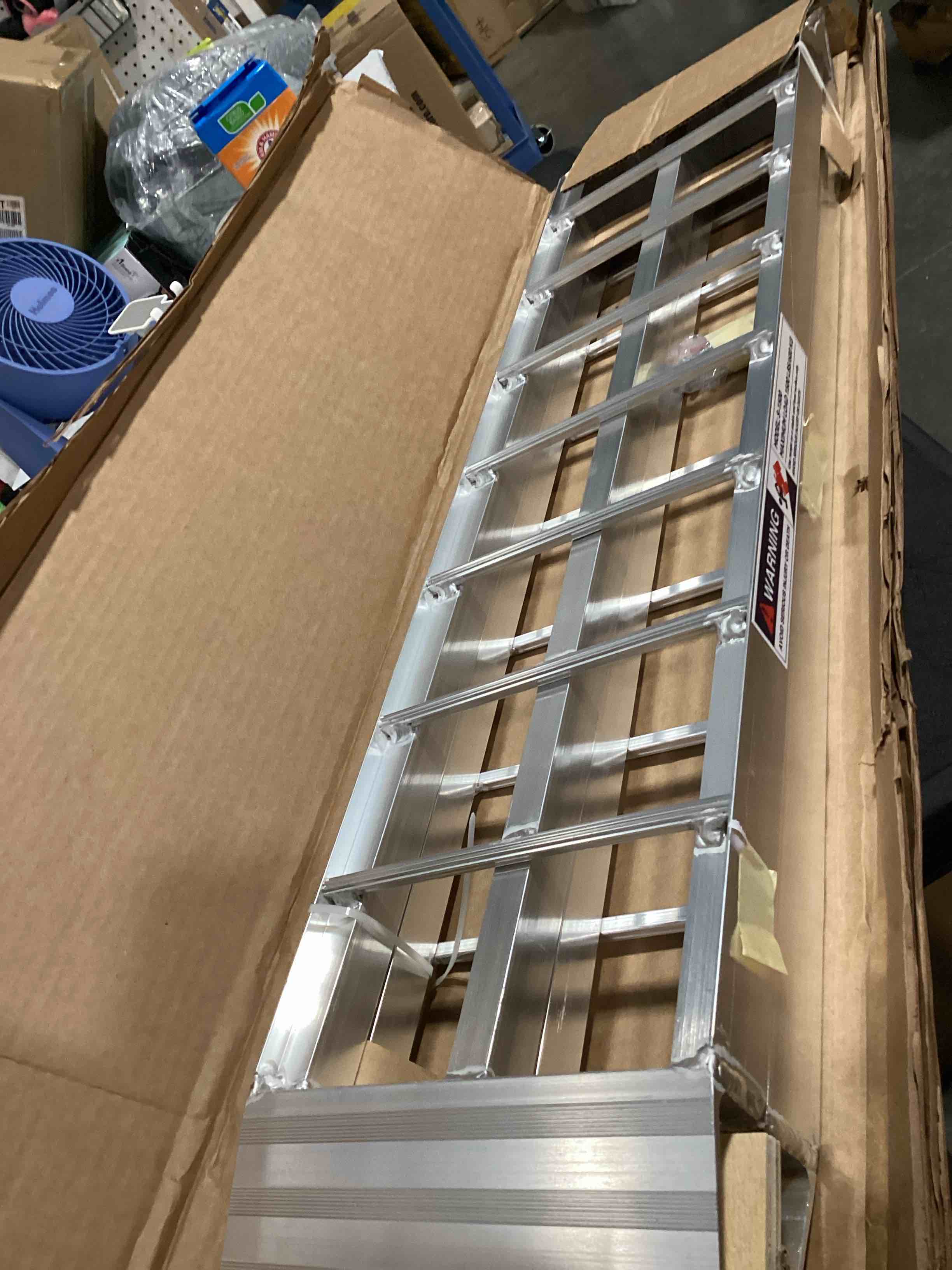 Condition photo showing Good Condition for bejoni 43'' aluminum loading ramp, 1500 lbs capacity loading ramps for riding mower, portable anti-slip shed ramps for lawn mower, dirt bike, atv, motorcycle, trailer, lightweight, 2pcs
