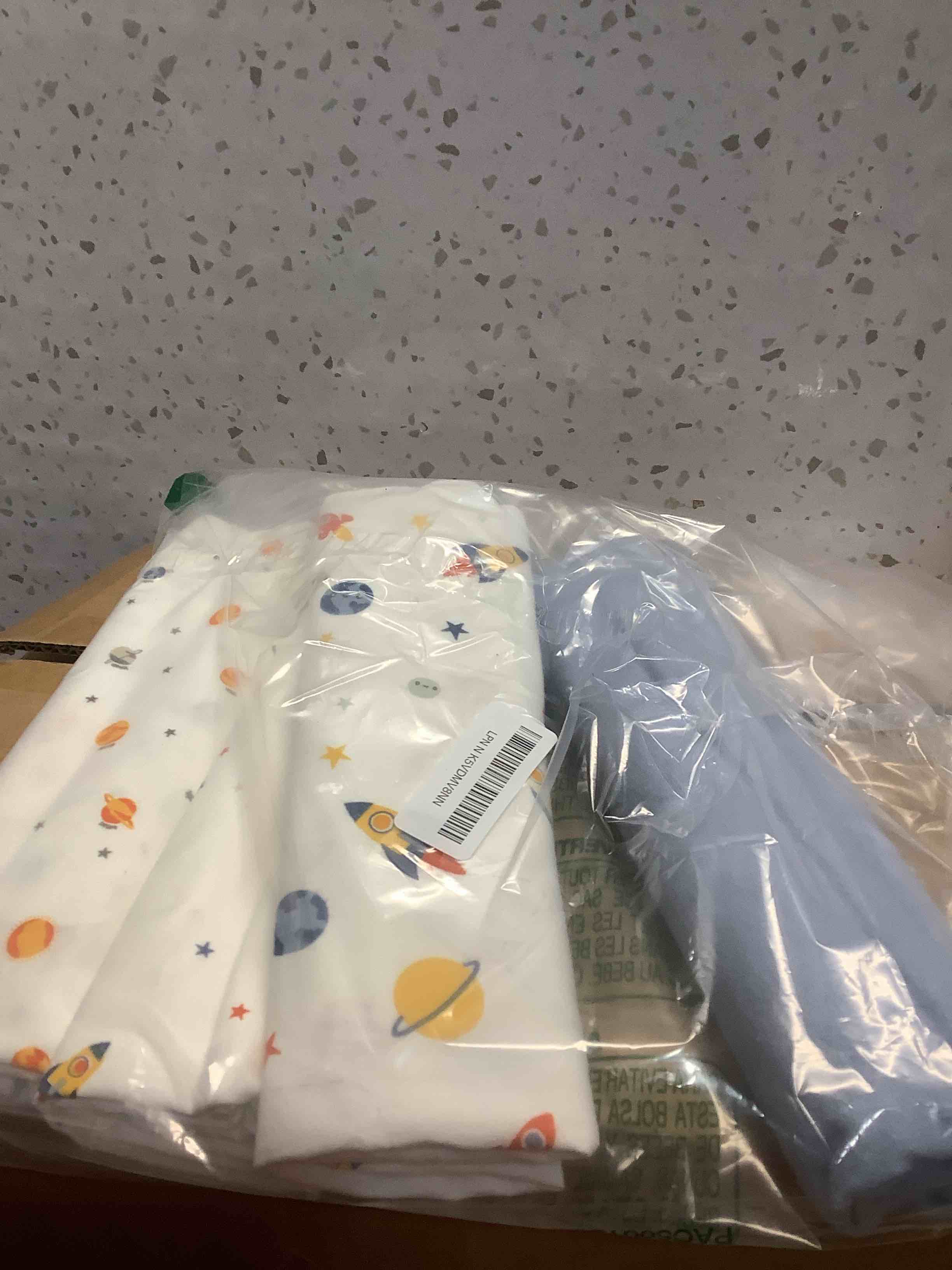 Condition photo showing Good Condition for Delta Children 100% Cotton Flannel Baby Receiving Blankets for Girls and Boys – 30x30 Inches (Pack of 4), Space Exploration Space Exploration Pack of 4 Blankets