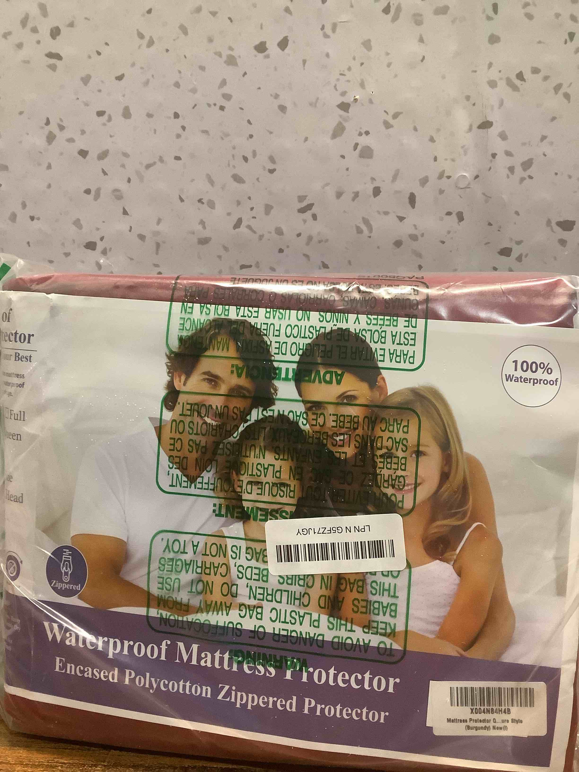 Condition photo showing Good Condition for Mattress Protector Queen Size 100% Waterproof Zippered Cover, 15 Inches Deep, Six-Sided Mattress Encasement for Bed, Zipper Closure Style (Burgundy) Burgundy Queen