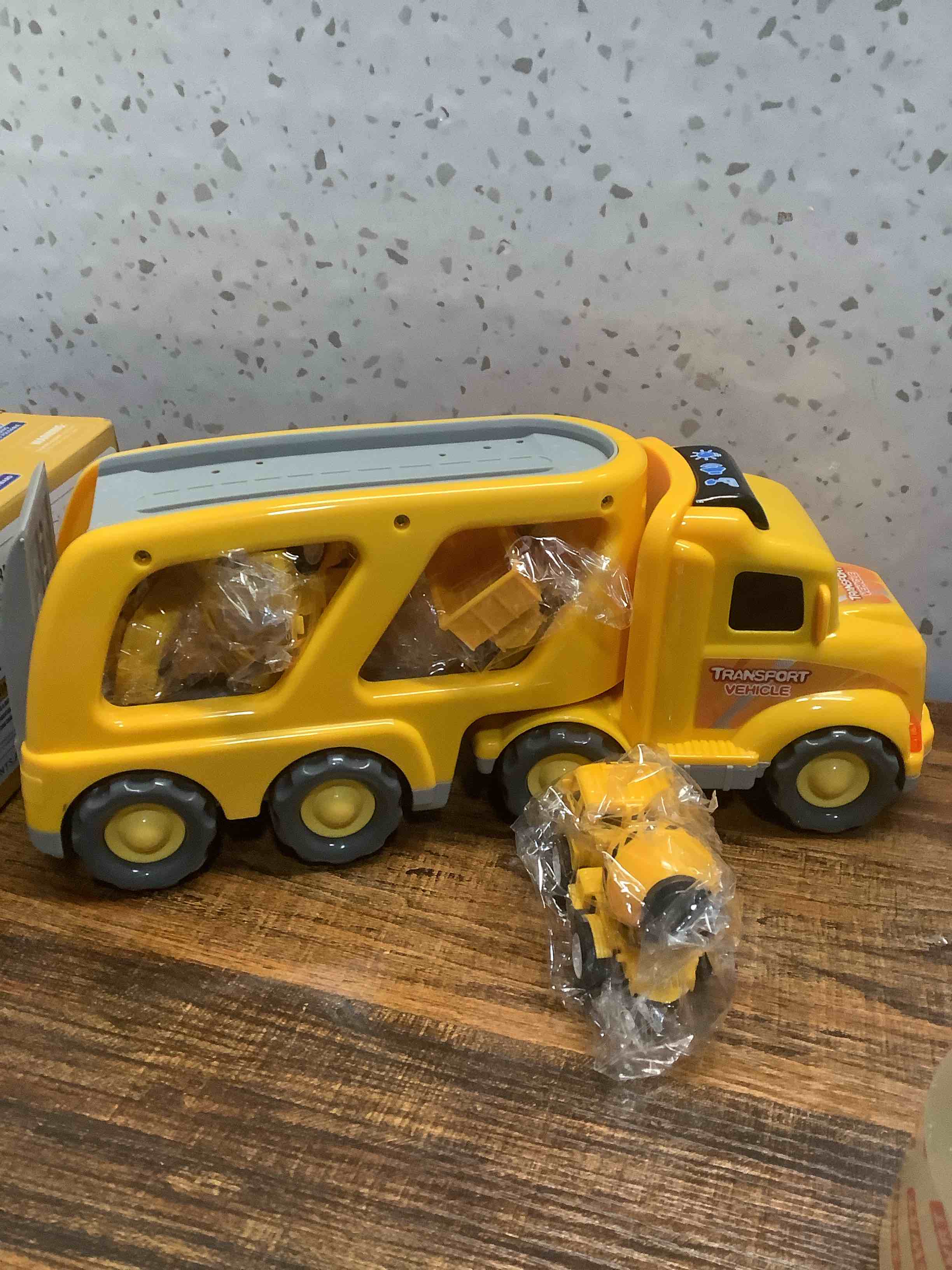 Condition photo showing Good Condition for Nicmore Construction Truck Toddler Toys Car: Toys for 1 2 3 4 Year Old Boy 5 in 1 Carrier Toys for Kids Age 1-3 2-4| 18 Months 2 Year Old Boy Christmas Birthday Gifts