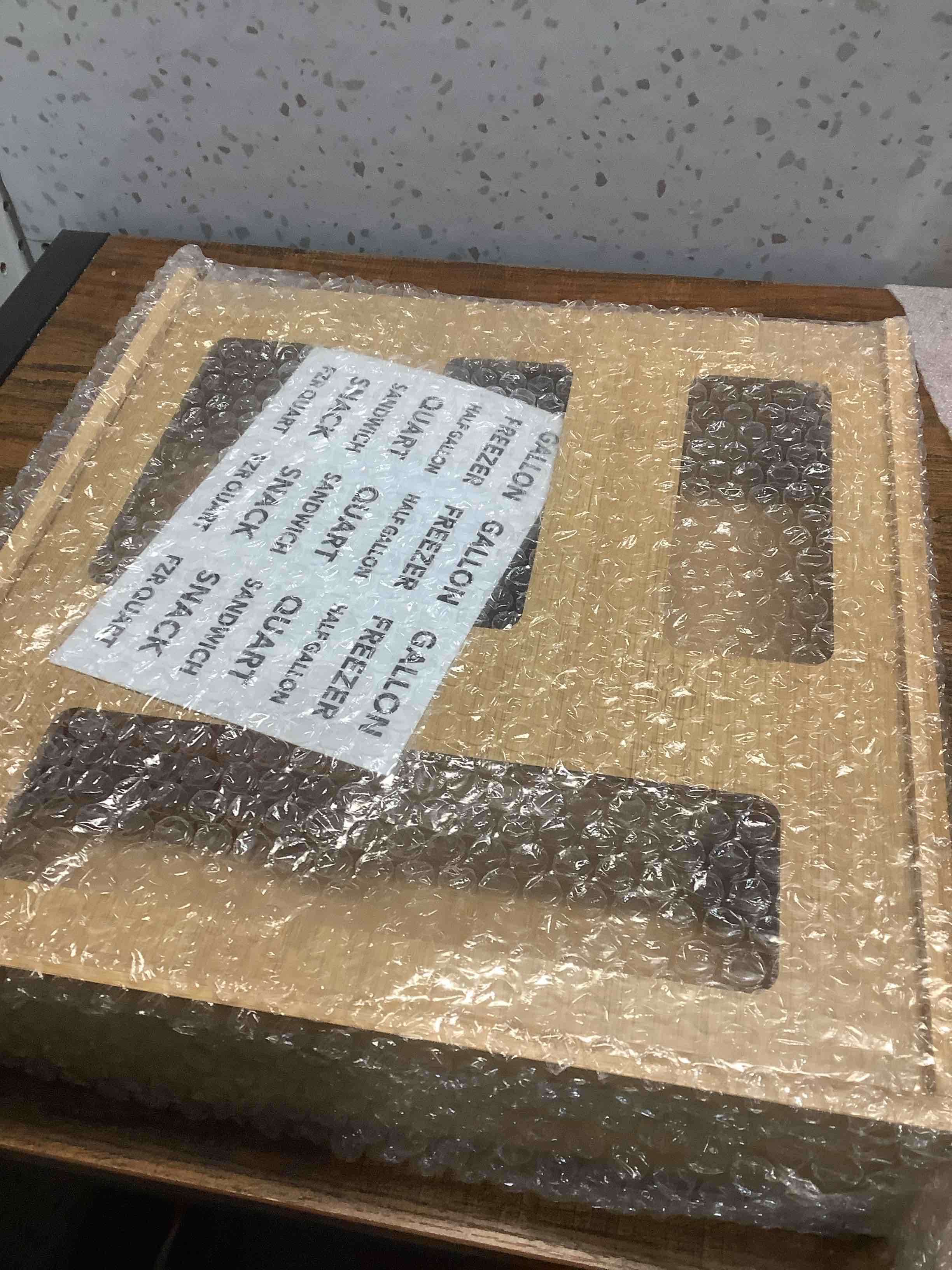 Condition photo showing Good Condition for SpaceAid Bag Storage Organizer for Kitchen Drawer, Bamboo Organizer, Compatible with Gallon, Quart, Sandwich and Snack Variety Size Bag (1 Box 4 Slots) Natural, 3"H