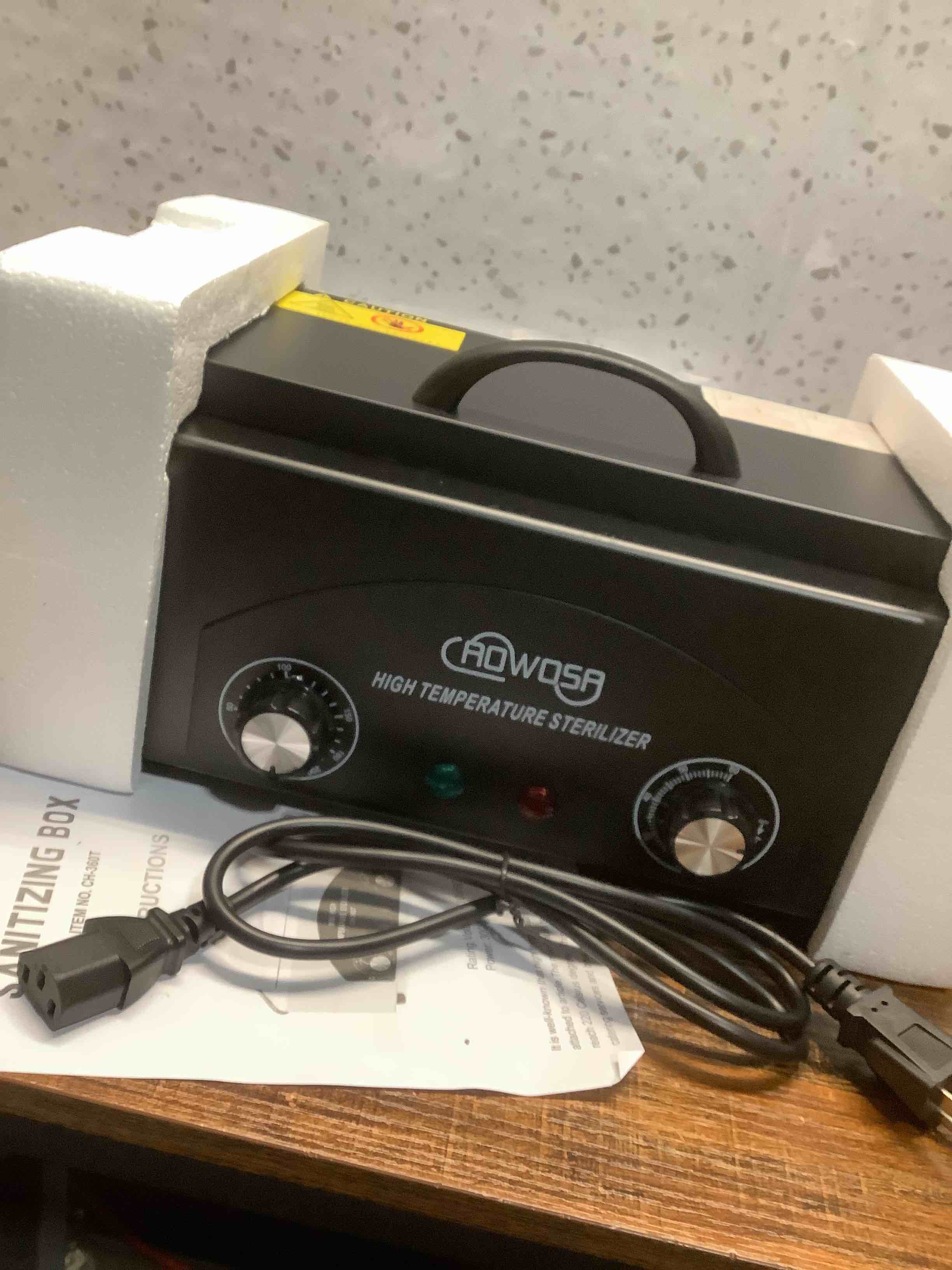 Condition photo showing Good Condition for High Temperature Metal Tool Cleaning Box, 2L Dry Heat Cabinet Beauty Hair Nail Metal Tool Cleaning for Manicure Pedicure Barber, with 0-60 Min Timer & 50-220? Temp Settings, Plastic Sterilization Tray Black