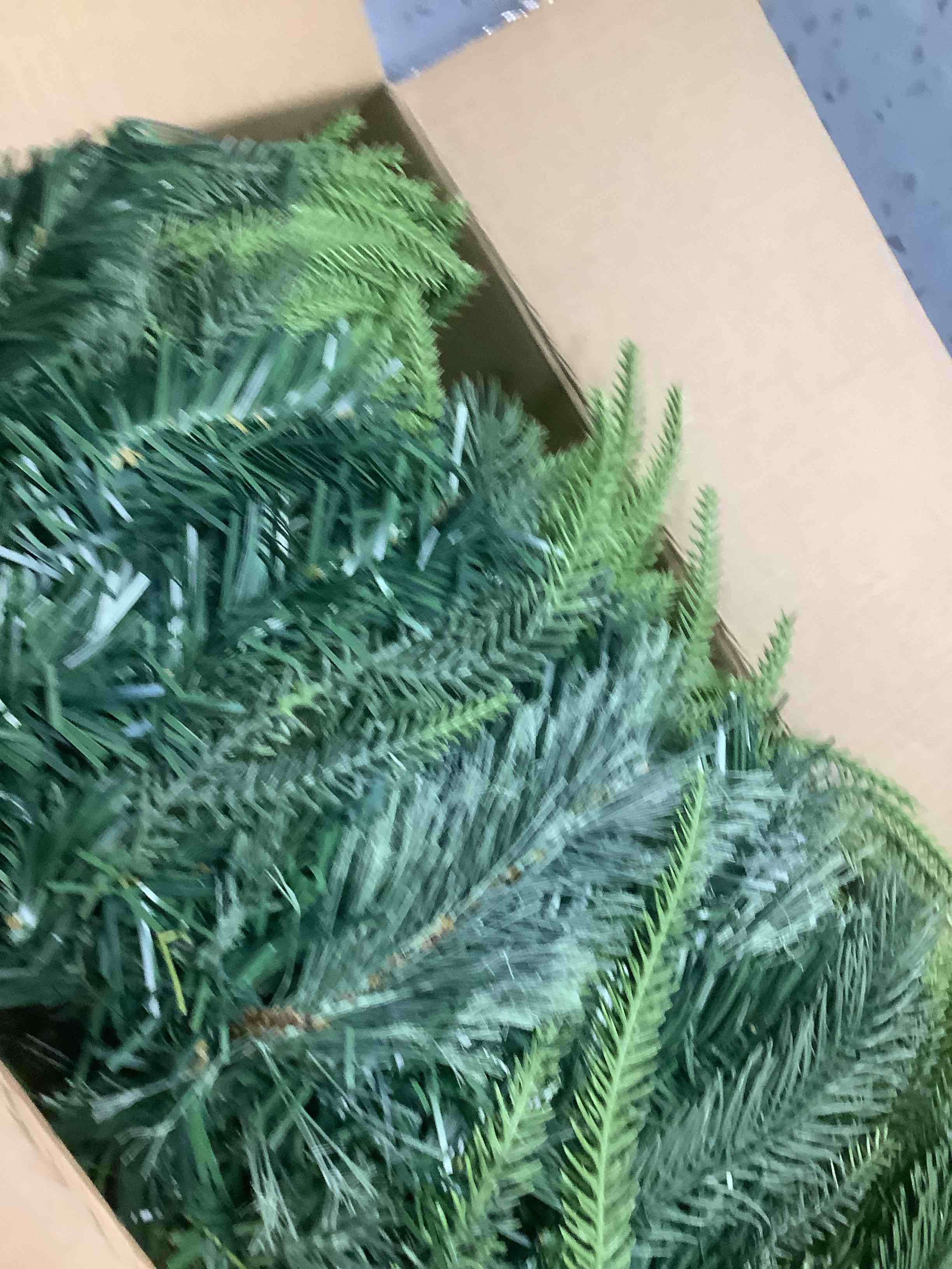 Condition photo showing As Is for Prelit Christmas Garland 9ft with Multi-Function with 50 Warm White Multi-Color Lights, Battery Opreated Christmas Decor Timer for Mantle Staircase Indoor and Outdoor Prelight Xmas Garland Battery Operated Polypropylene 9FTGreen