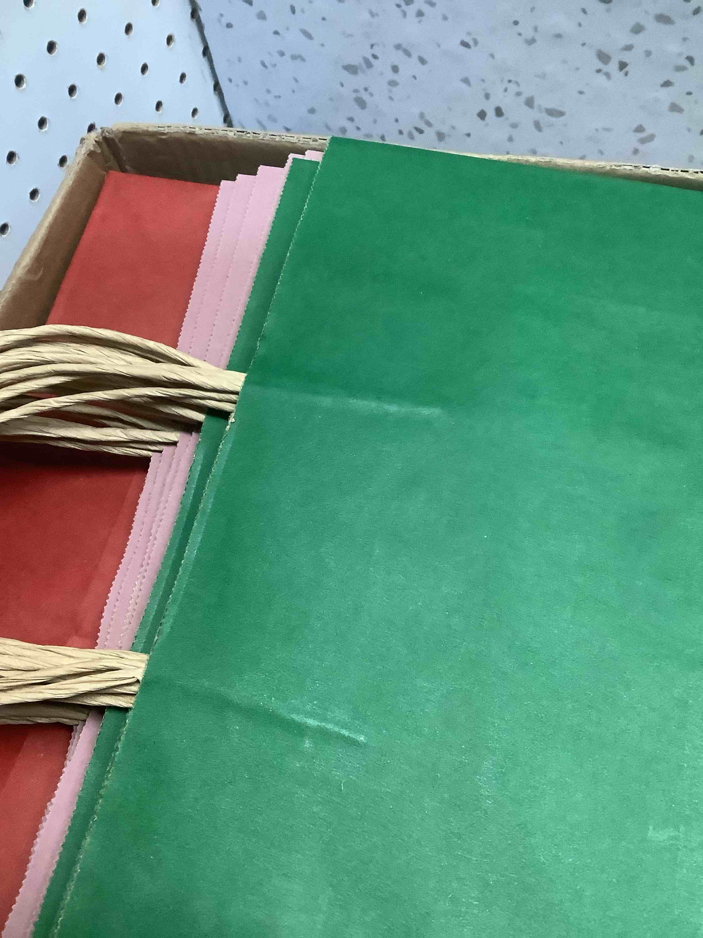 Condition photo showing Good Condition for qiqee 100Pcs Wide Large Paper Gift Bags with Handles - 13"x4.5"x10" Kraft Small Party Bags - 16 Solid Colors 100 Count (Wide Size)