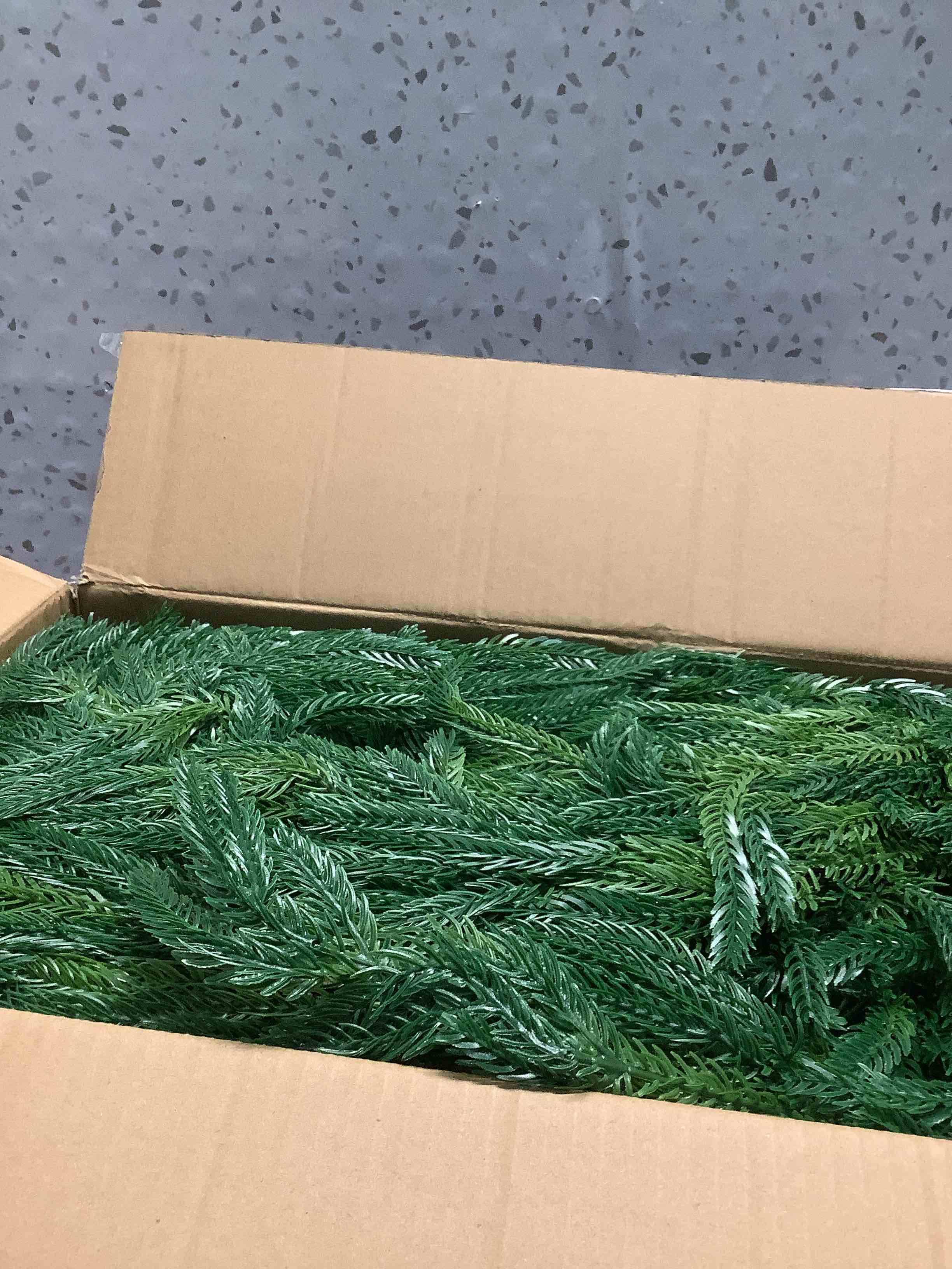 Condition photo showing Good Condition for Hananona 4 Pcs 9 Ft Artificial Norfolk Pine Garlands, Realistic Pine Garland, Green Artificial Greenery Garland for Table, Mantle, Wall, Indoor, Outdoor Winter Christmas Decorations (4, 9 FT)