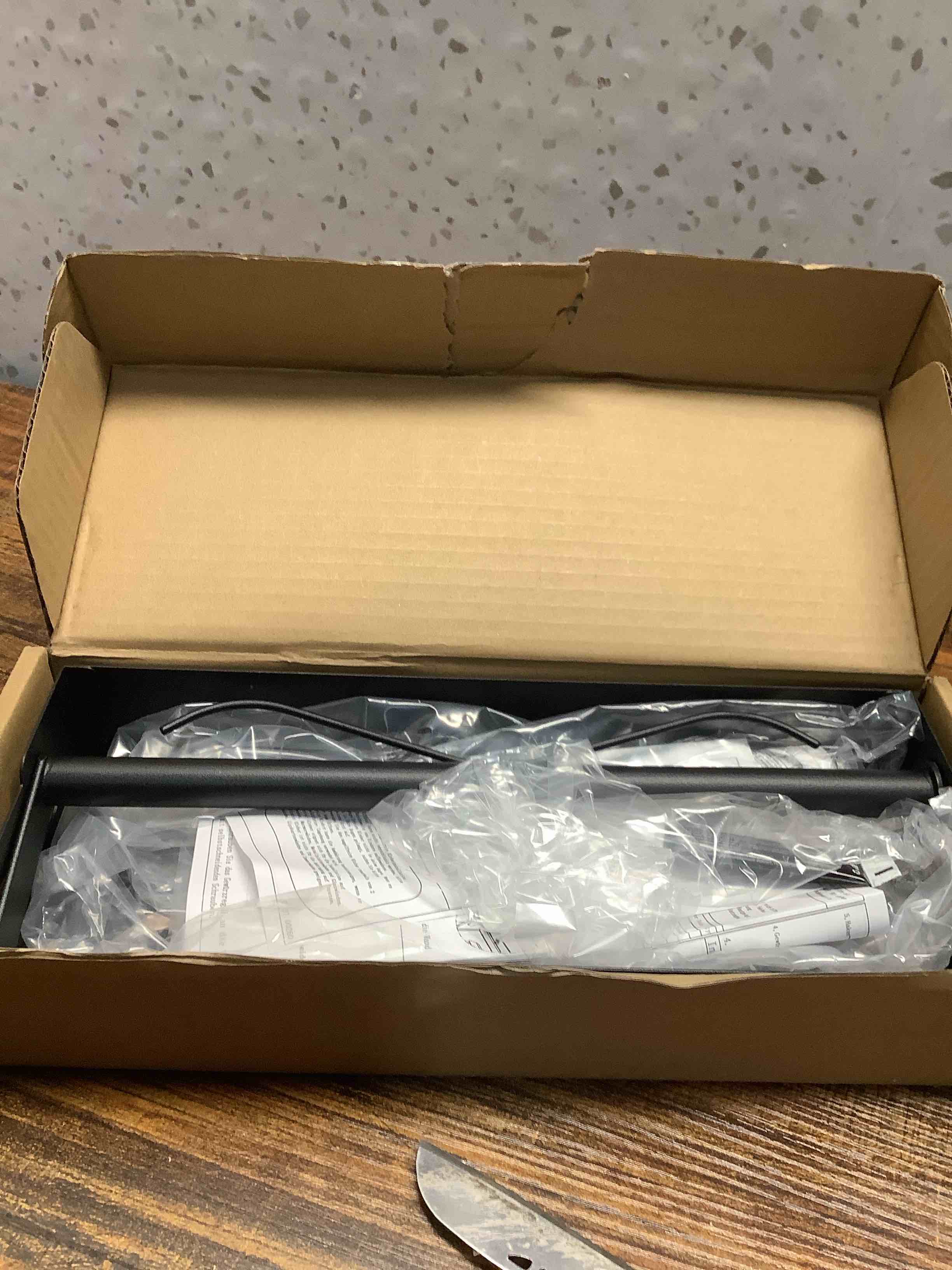 Condition photo showing Good Condition for Paper Towel Holder Wall Mount for Kitchen, Easy One-handed Operation Design, Self Adhesive Paper Towel Holder with Shelf for Bathroom, RV Paper Towel Rack Paper Roll Holder with 2 Hooks, Black