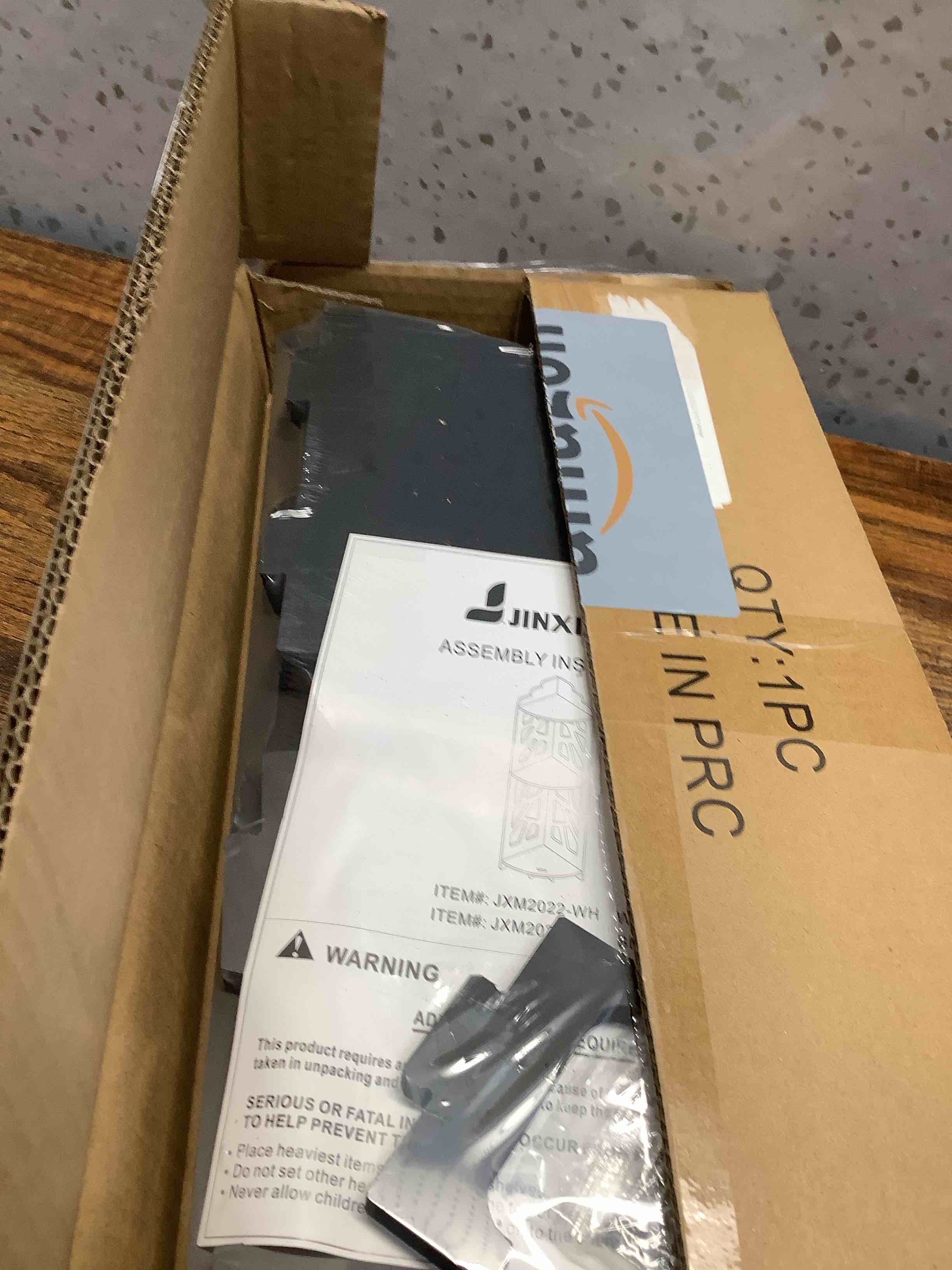 Condition photo showing Good Condition for Corner Shelves,Corner Shelf Stand Waterproof Great for Bathroom Storage Tight Space,Small Shelf Stand Fit for Toilet Paper Holder Storage, Corner Tables for Small Space,Black 31.5"H ( 3 tier) Black