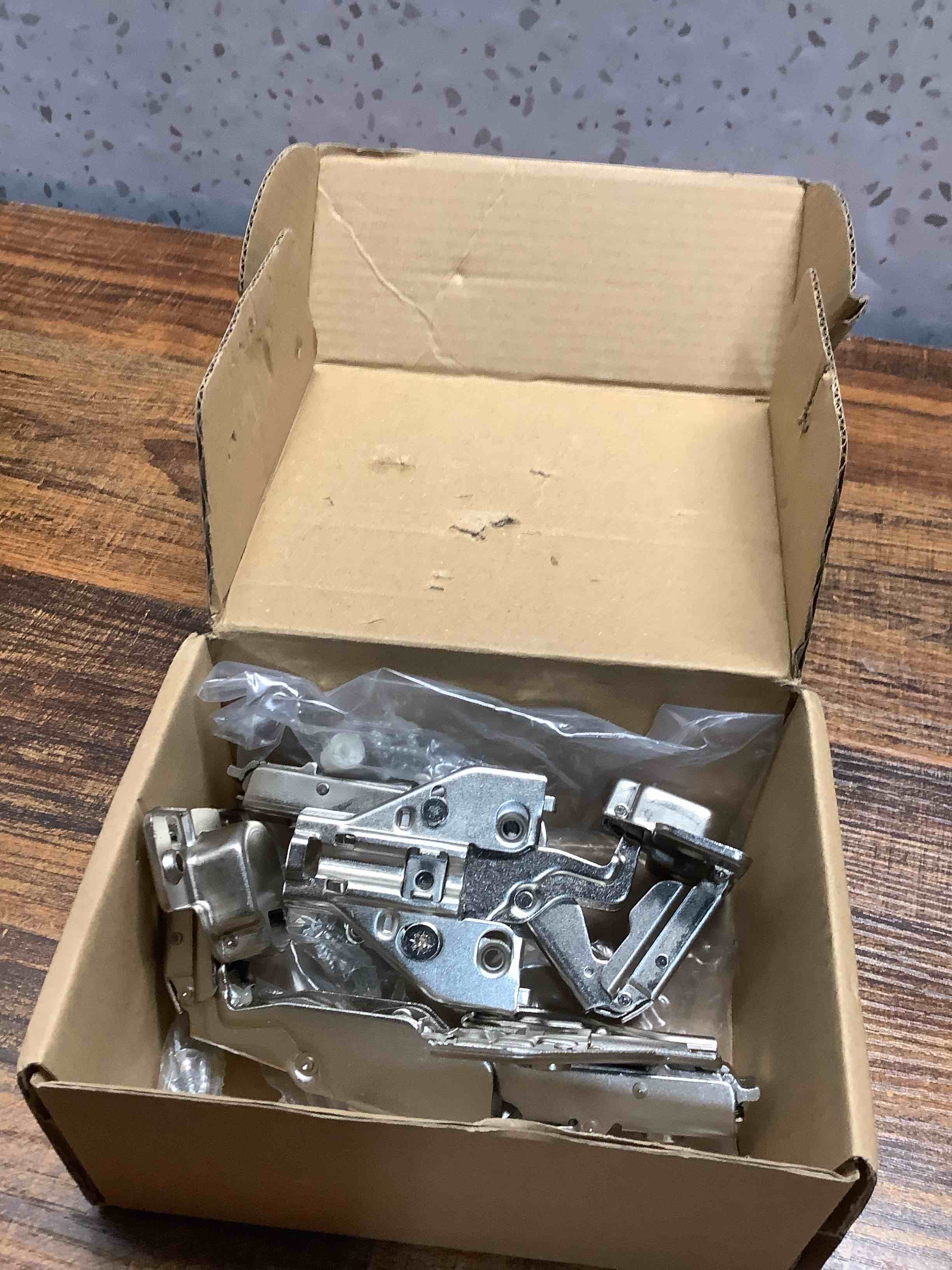 Condition photo showing Good Condition for Chibery 2 Pair 135 Degree & 165 Degree Hinges Kit for Pie Corner Cabinets, Hidden Lazy Susan, Face Frame Self Closing, Clip On, Smooth Slow Close, Concealed Mount for Bi-fold Door, Kitchen Cupboard 2 Pairs