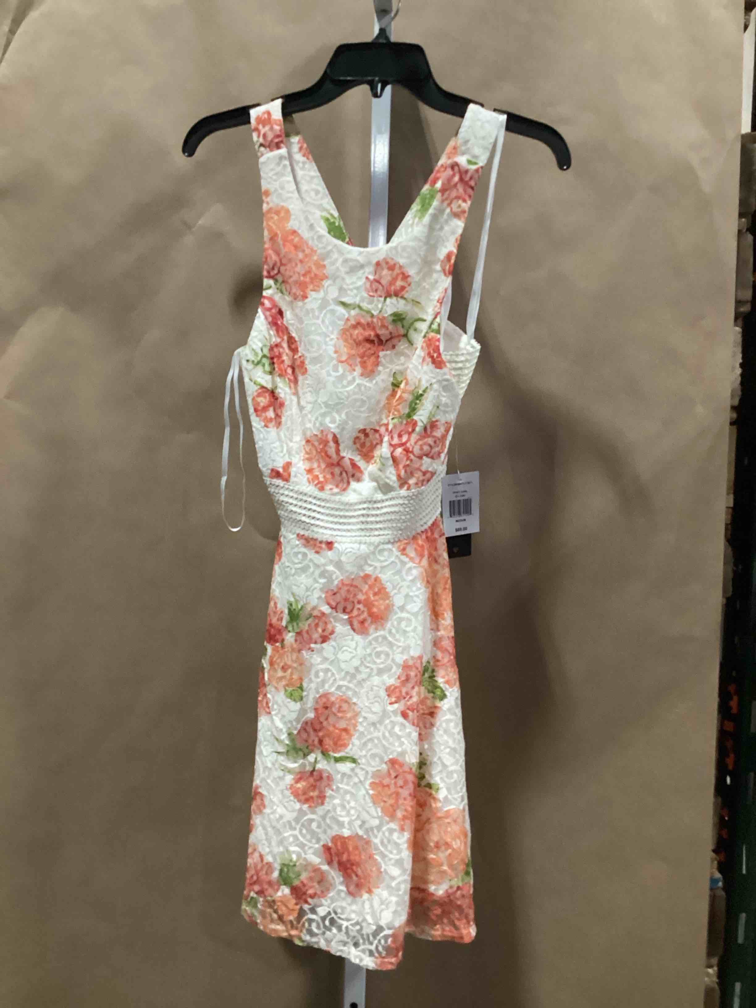 City triangles Teens ivory, coral floral lace fit, and flare skater dress size MEDIUM new tags