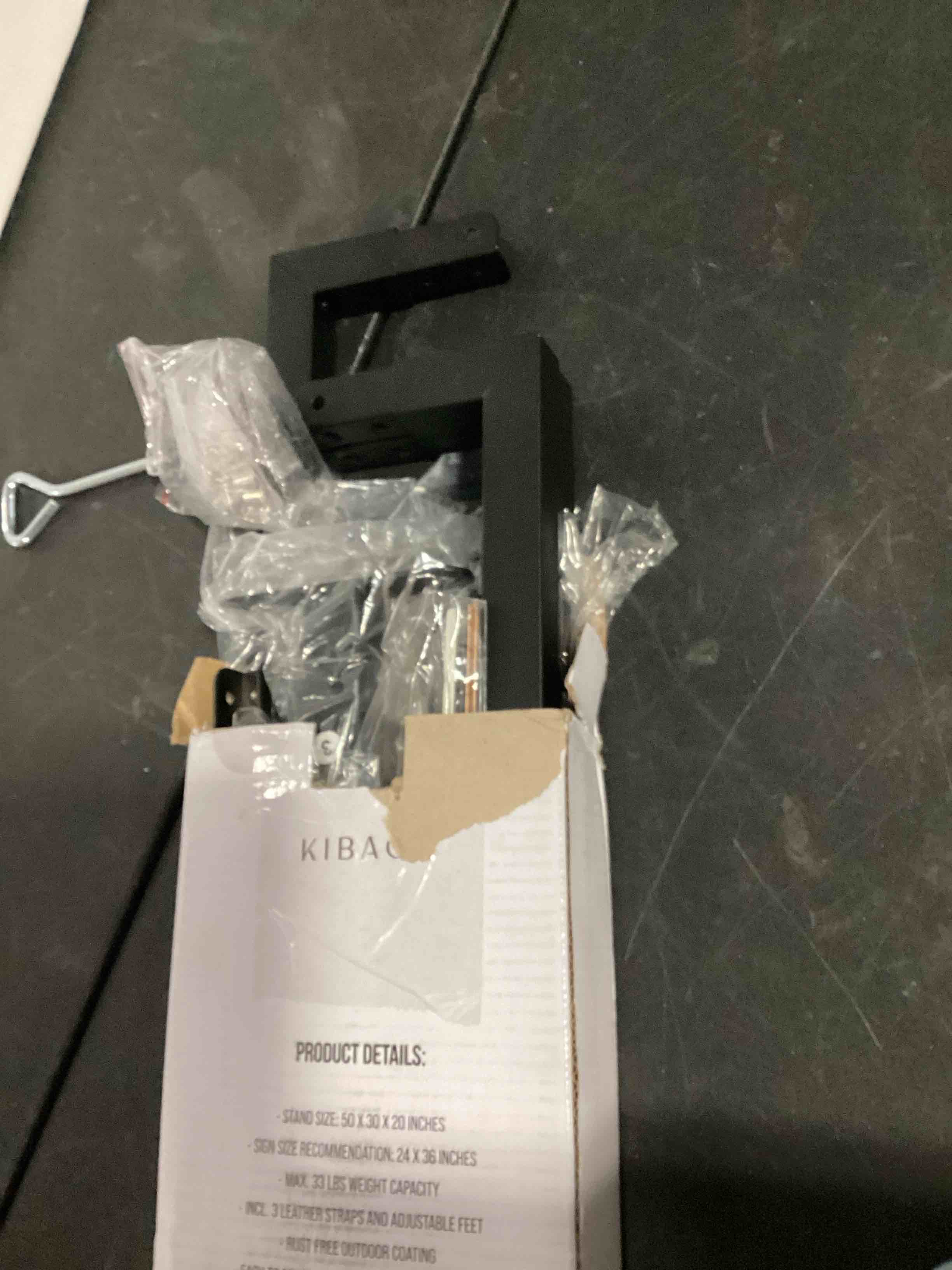 Condition photo showing Good Condition for elegant wedding welcome sign stand – sturdy welcome to our wedding sign holder for seating charts & event decor - a beautiful black metal easel to welcome guests & celebrate your love