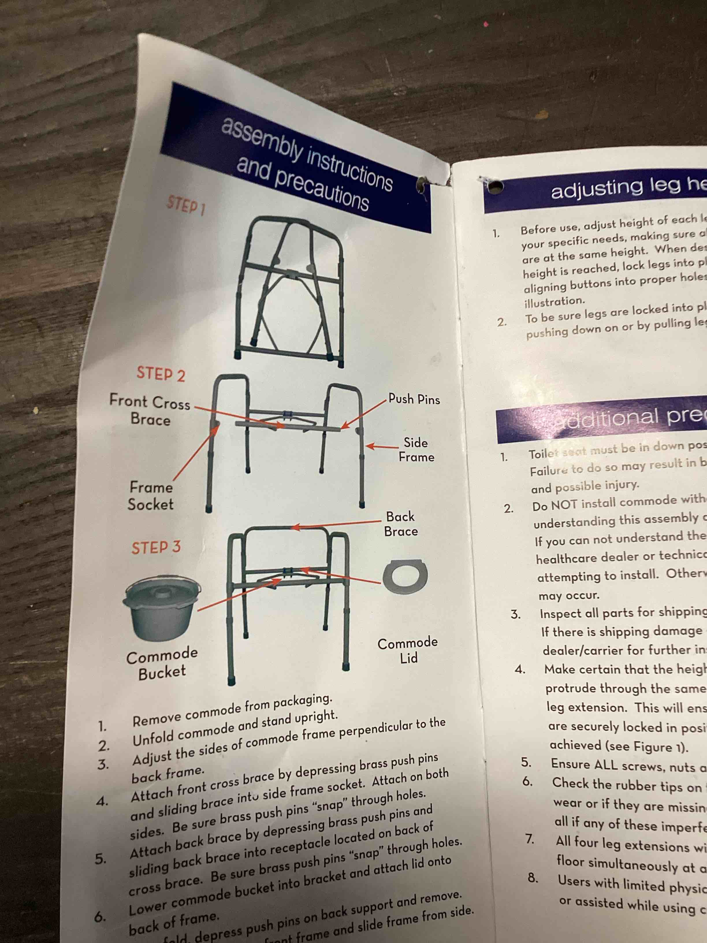 Condition photo showing As Is for commode, folding,1/cs