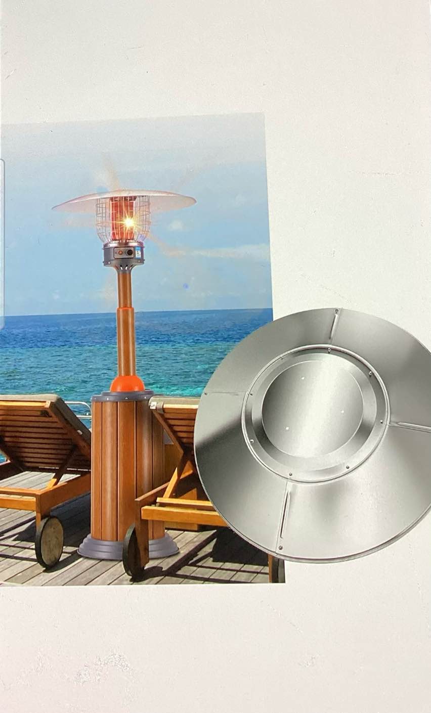 Condition photo showing Good Condition for patio heater reflector shield top aluminum patio heater replacement part outdoor heater covers for propane outdoor zone replacement part high temperature