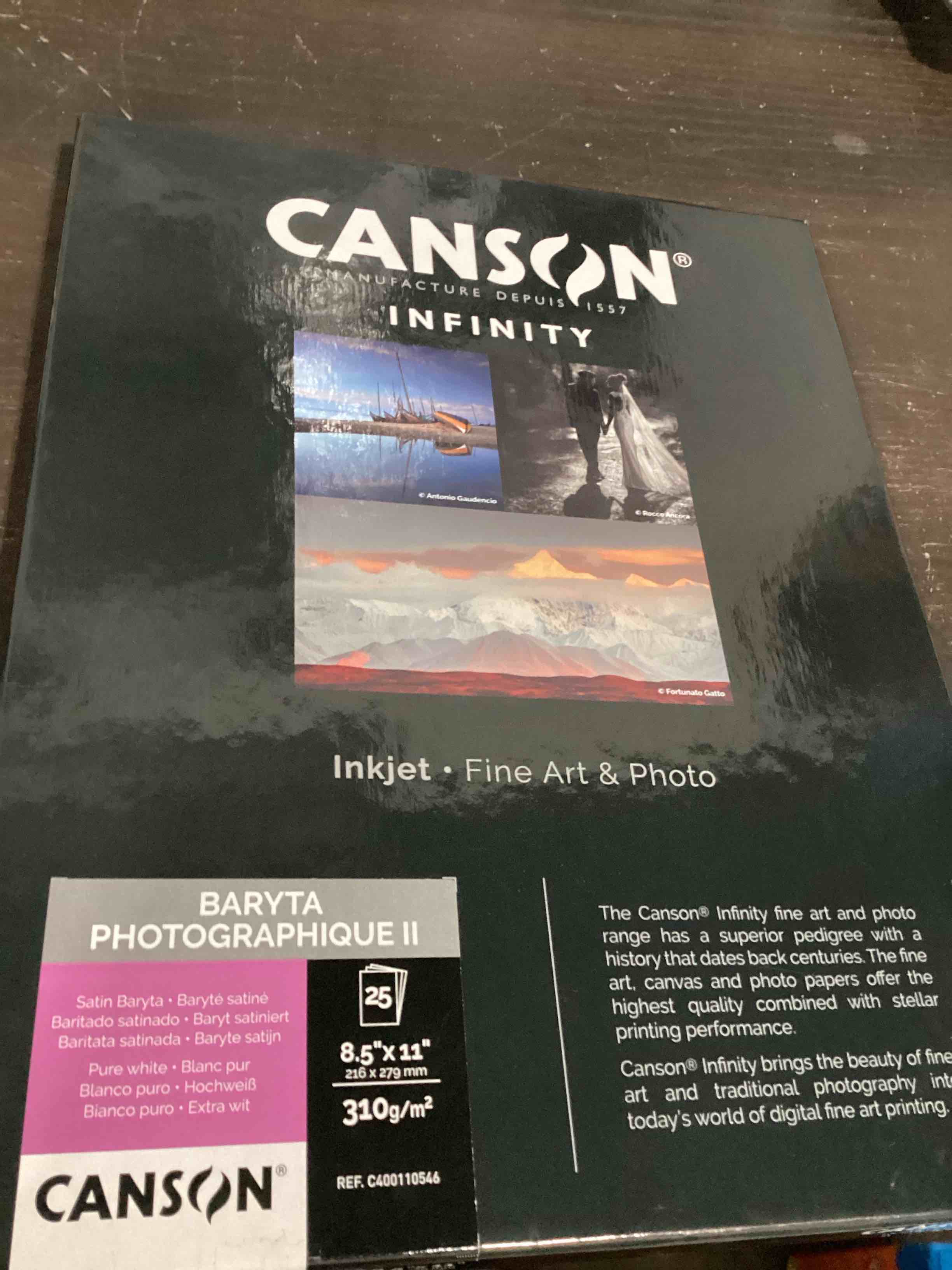 Condition photo showing As Is for canson infinity digital paper, baryta photographique ii, 310g, 8.5 x 11 inches, 25 sheets (f11-bpl310851125)