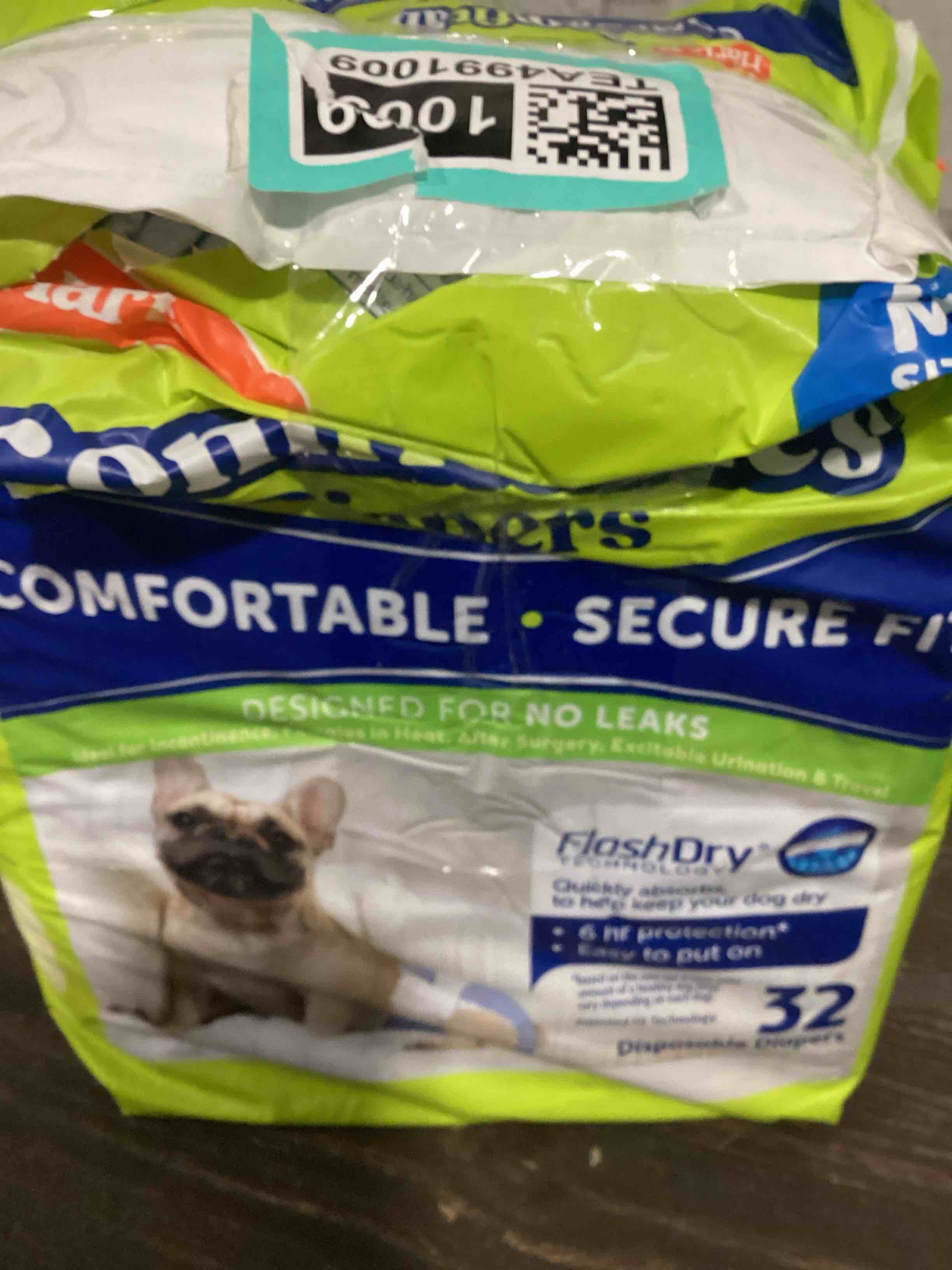 Condition photo showing Good Condition for hartz disposable dog diapers, size m 32 count, comfortable & secure fit, easy to put on value pack medium