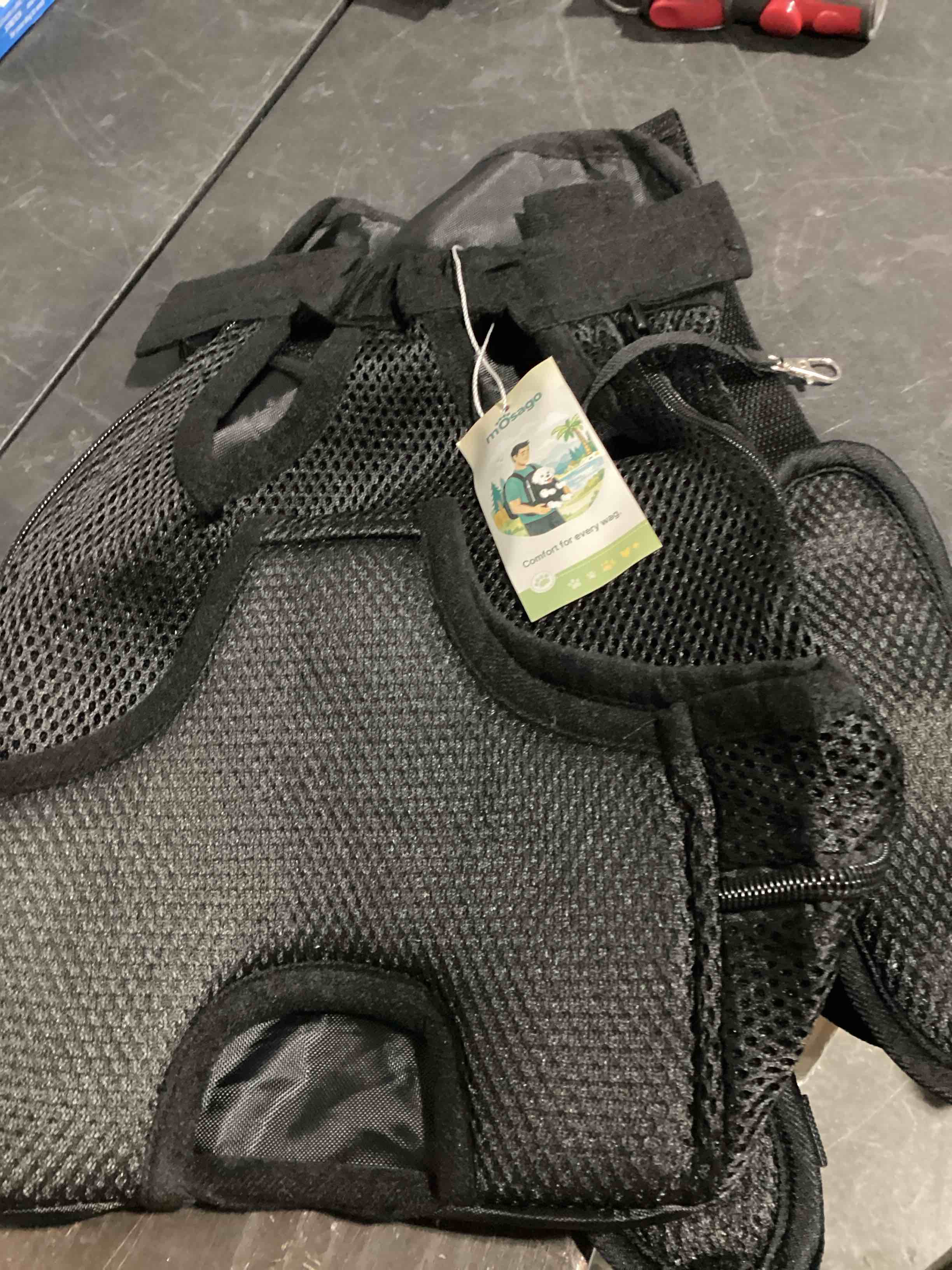 Condition photo showing Good Condition for mosago dog backpack carrier, front chest carrier for small dogs 7-11 lbs | adjustable shoulder straps, legs out design, breathable mesh, hands-free carrying, soft padded support, walking/hiking
