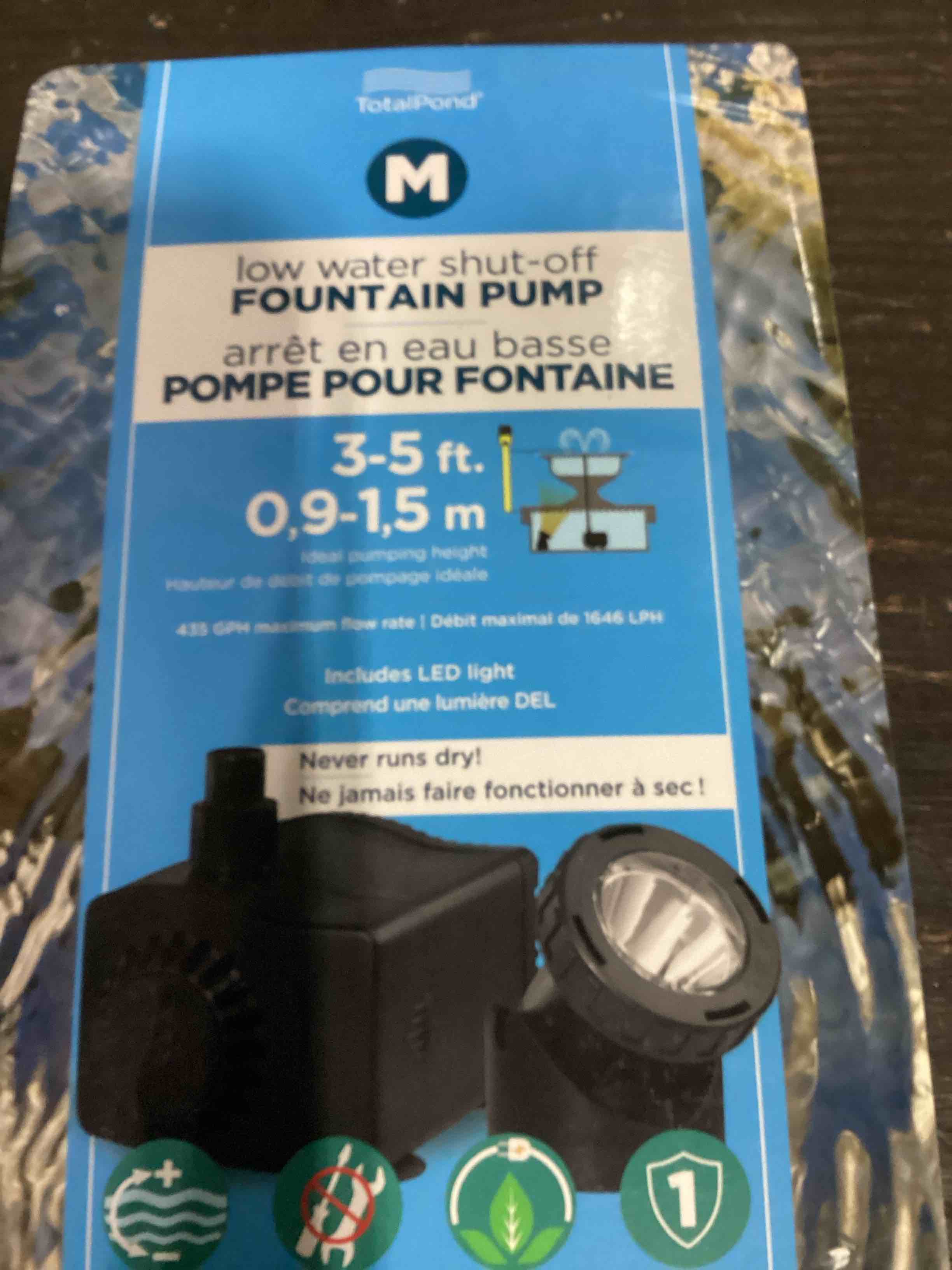 Condition photo showing Good Condition for totalpond 400 gph low water shut-off fountain pump with light