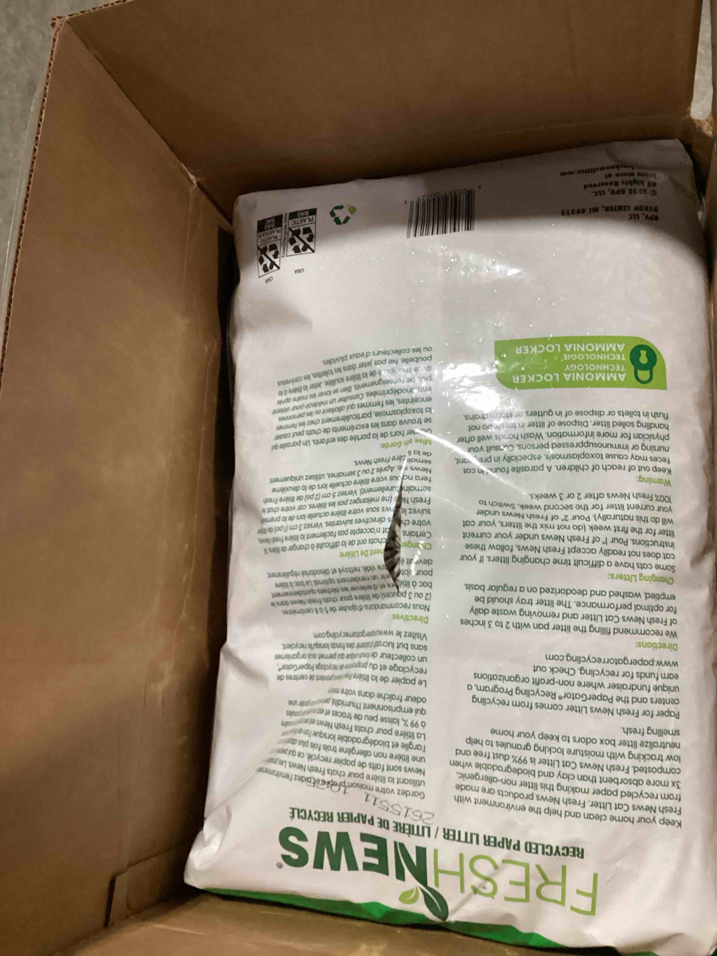 Condition photo showing Good Condition for fresh news recycled paper original pellet cat litter, 25 pound, non-clumping, unscented, made in usa