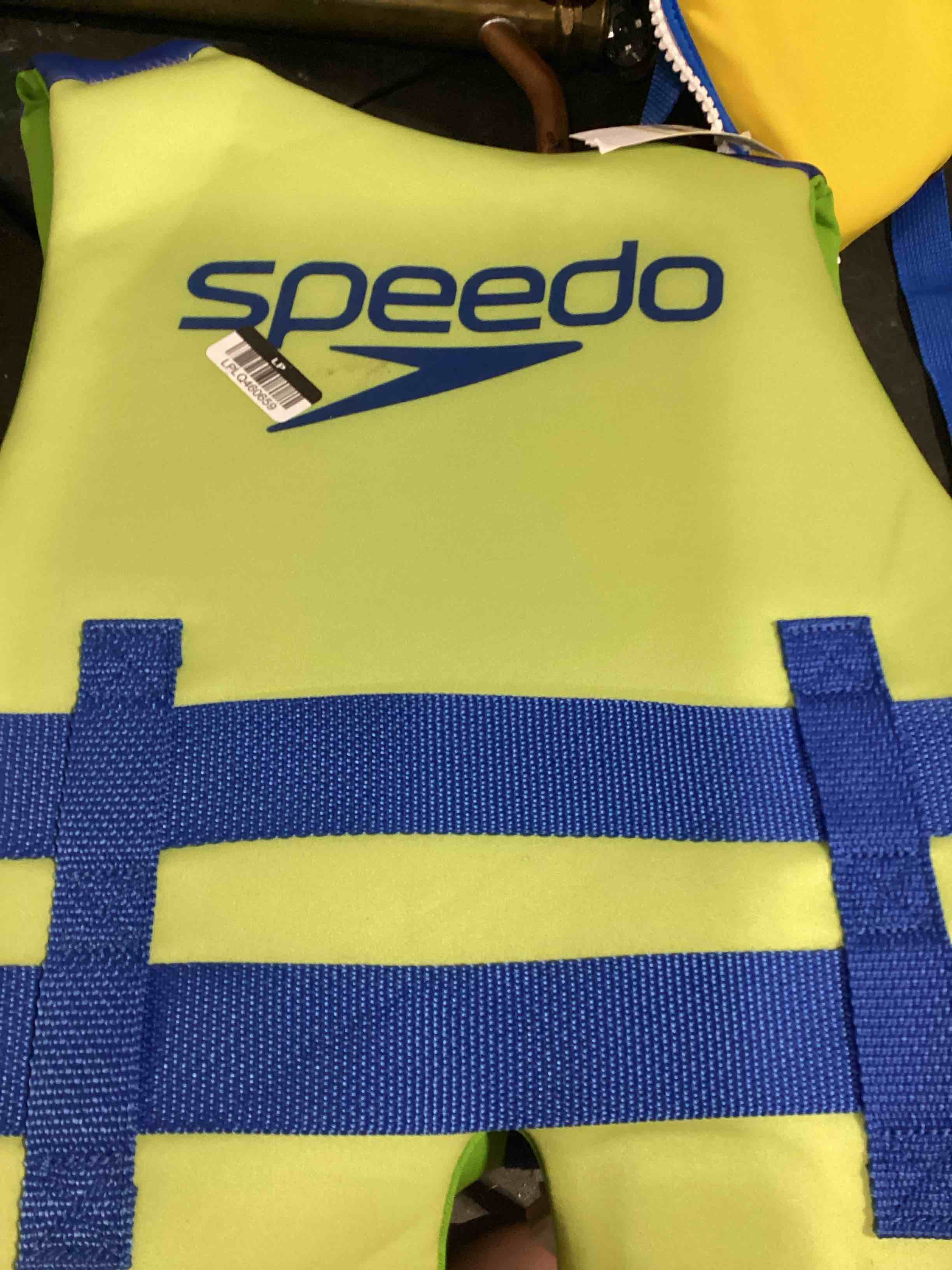 Condition photo showing Good Condition for speedo junior sketch striped kids lifejacket vest blue/green/yellow youth jacket