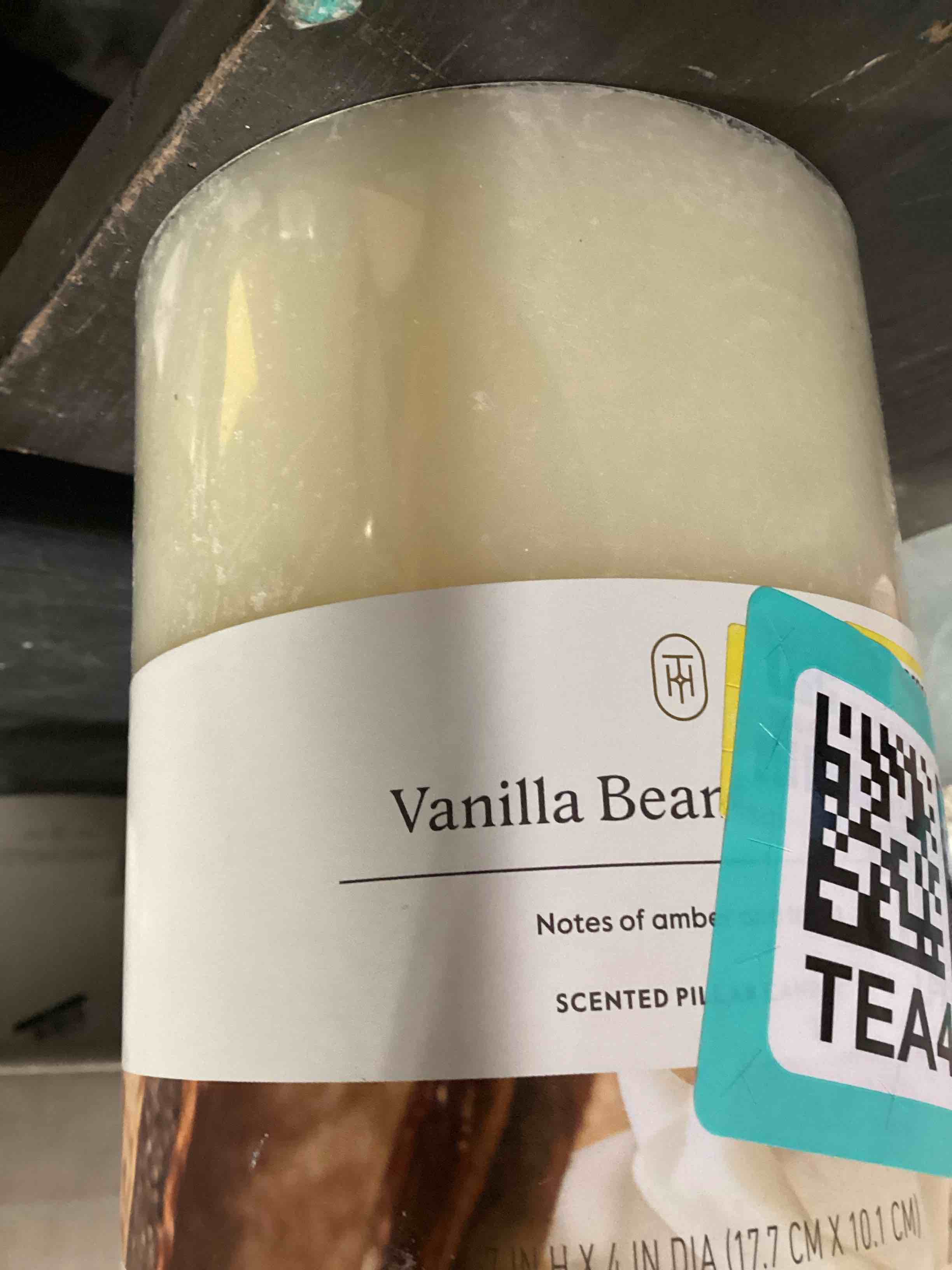 Condition photo showing New/Like New for 7" x 4" pillar vanilla bean and amber candle - threshold™: smoke-less, 100hr burn time