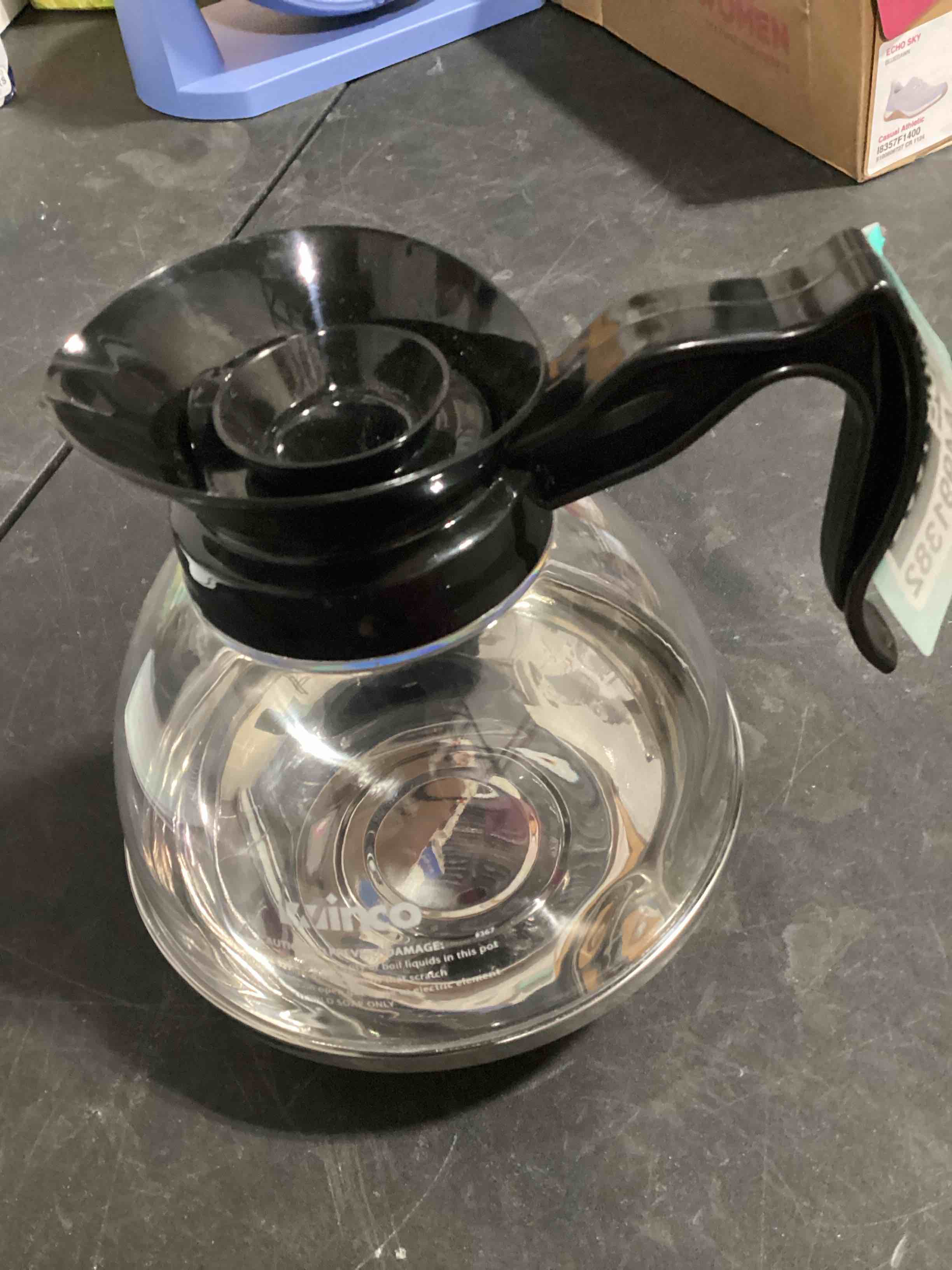 Condition photo showing Good Condition for winco plastic coffee decanter, stainless steel, 64-ounce, medium | dishwasher safe, bpa-free, stainless steel base, catering service, great for water, wine, tea and table service