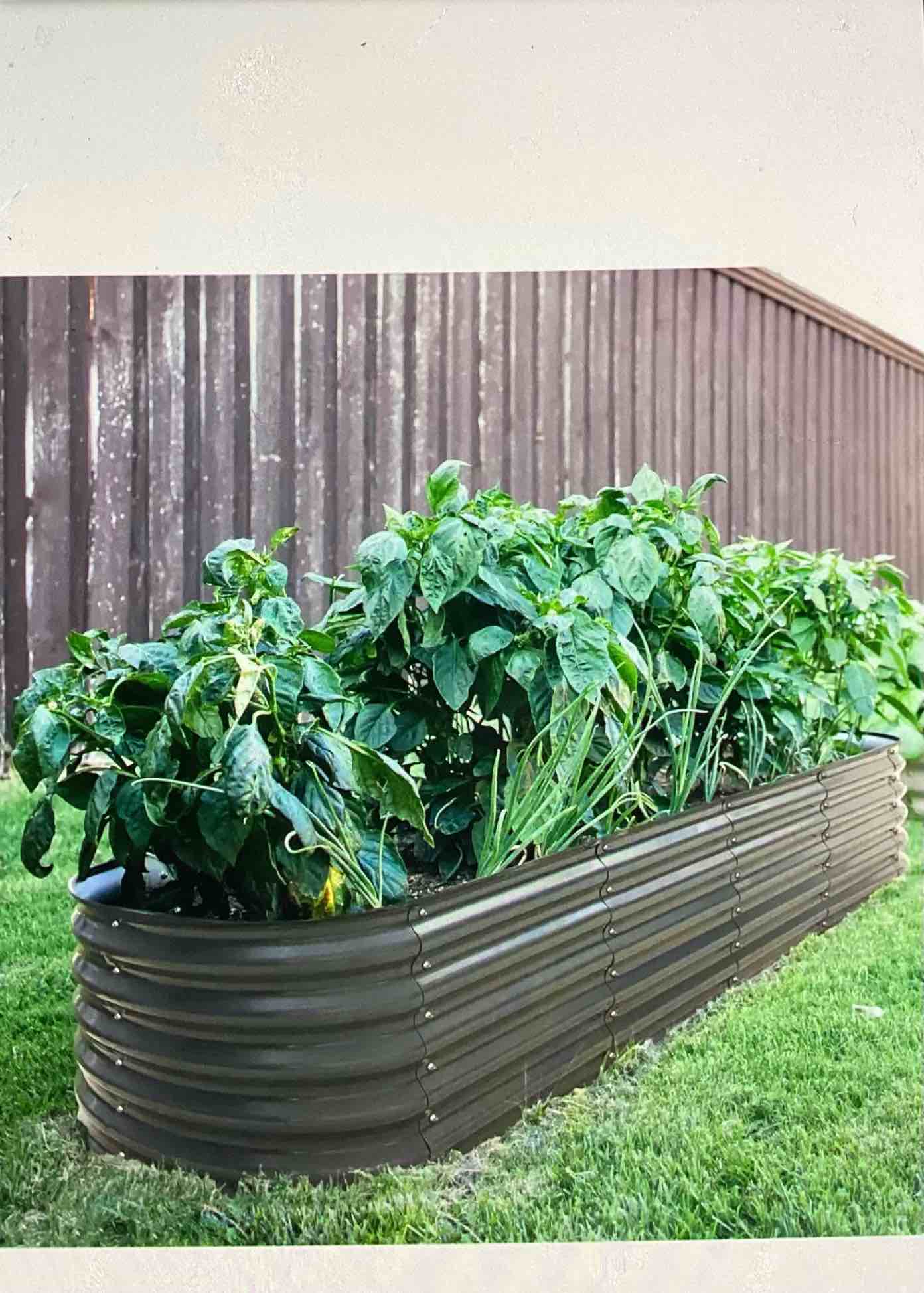veikous 8’ x2’ x1.4’ galvanized steel raised garden bed planter box outdoor carbonized