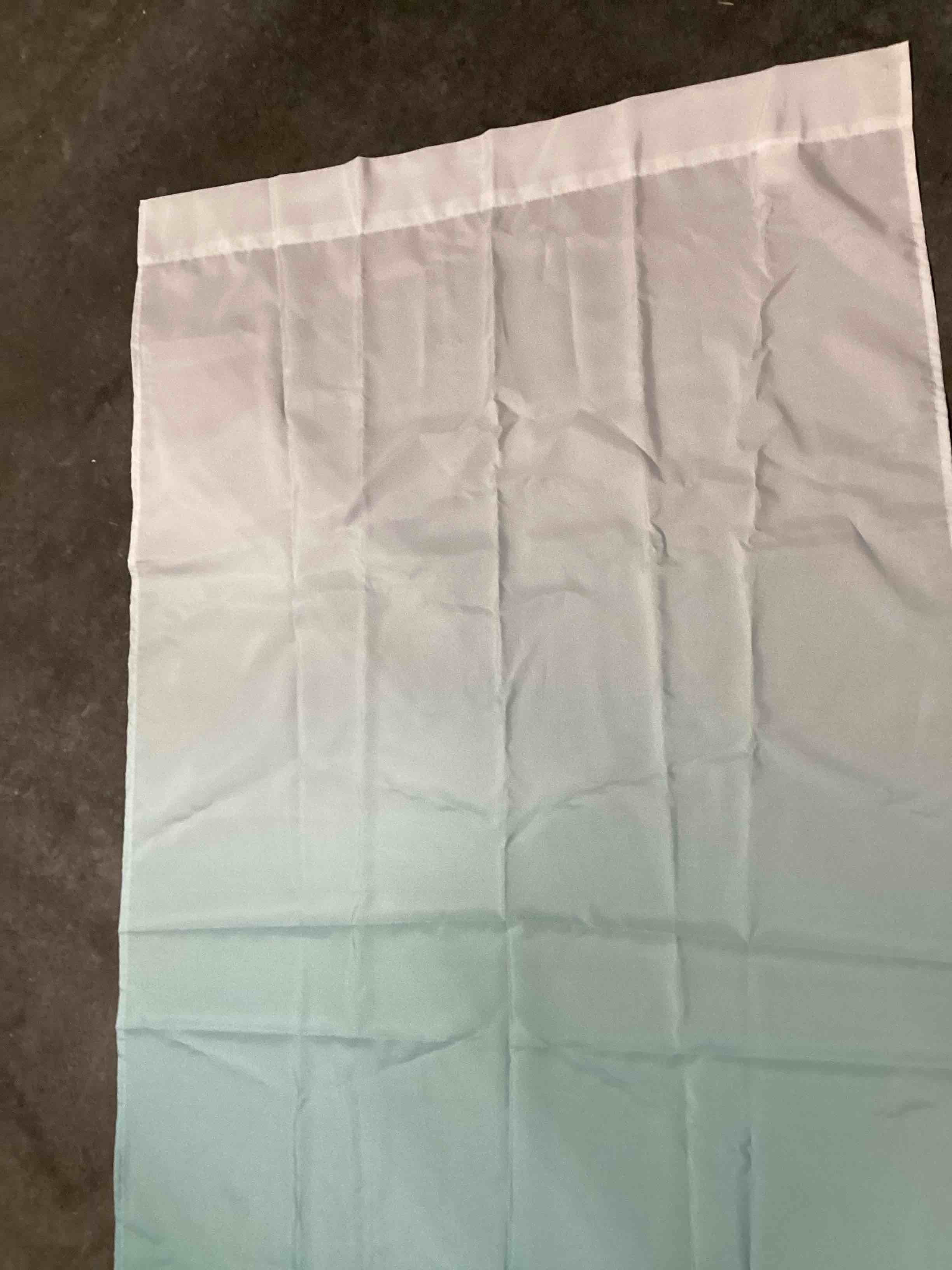 Condition photo showing Good Condition for 7 foot turquoise, ombre curtains, one pair