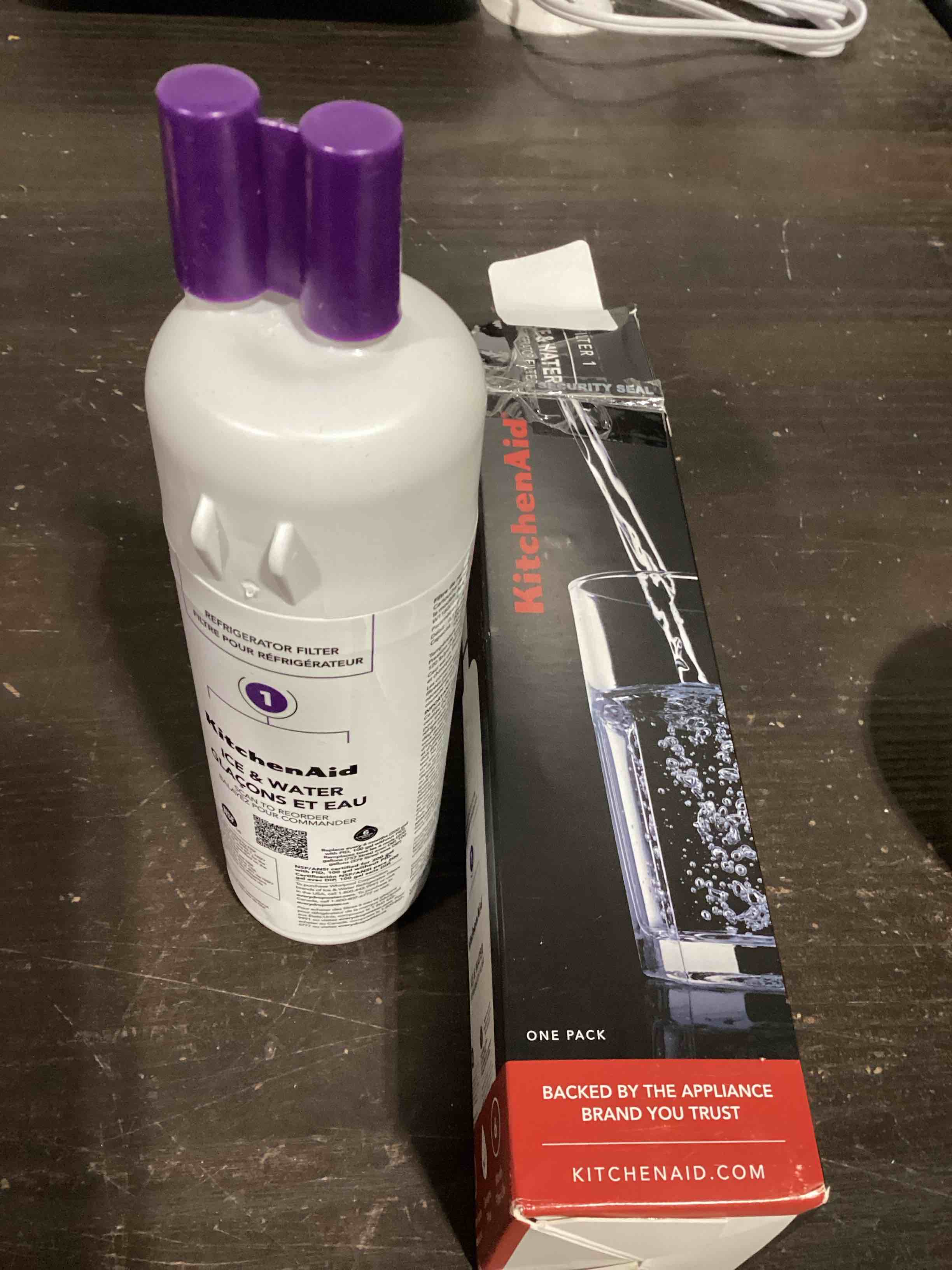 Condition photo showing Good Condition for kitchenaid® refrigerator ice and water filter 1 - kad1rxd1, single-pack, purple small