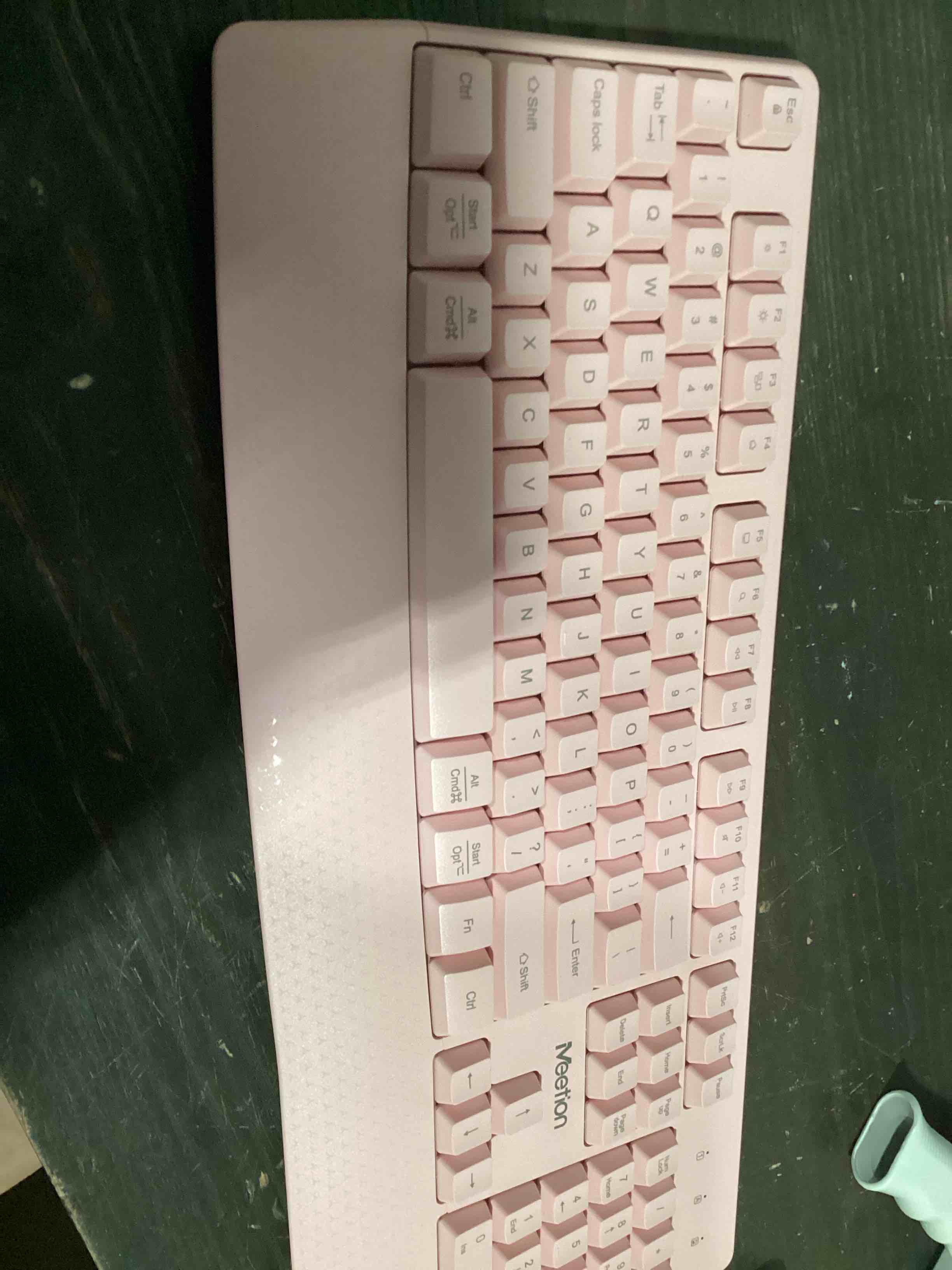 Condition photo showing Good Condition for meetion wireless keyboard and mouse, full-sized cordless keyboard with wrist rest, 3 dpi adjustable mouse, keyboard and mouse set with 2.4ghz usb receiver, for pc/computer/laptop/windows/mac, pink