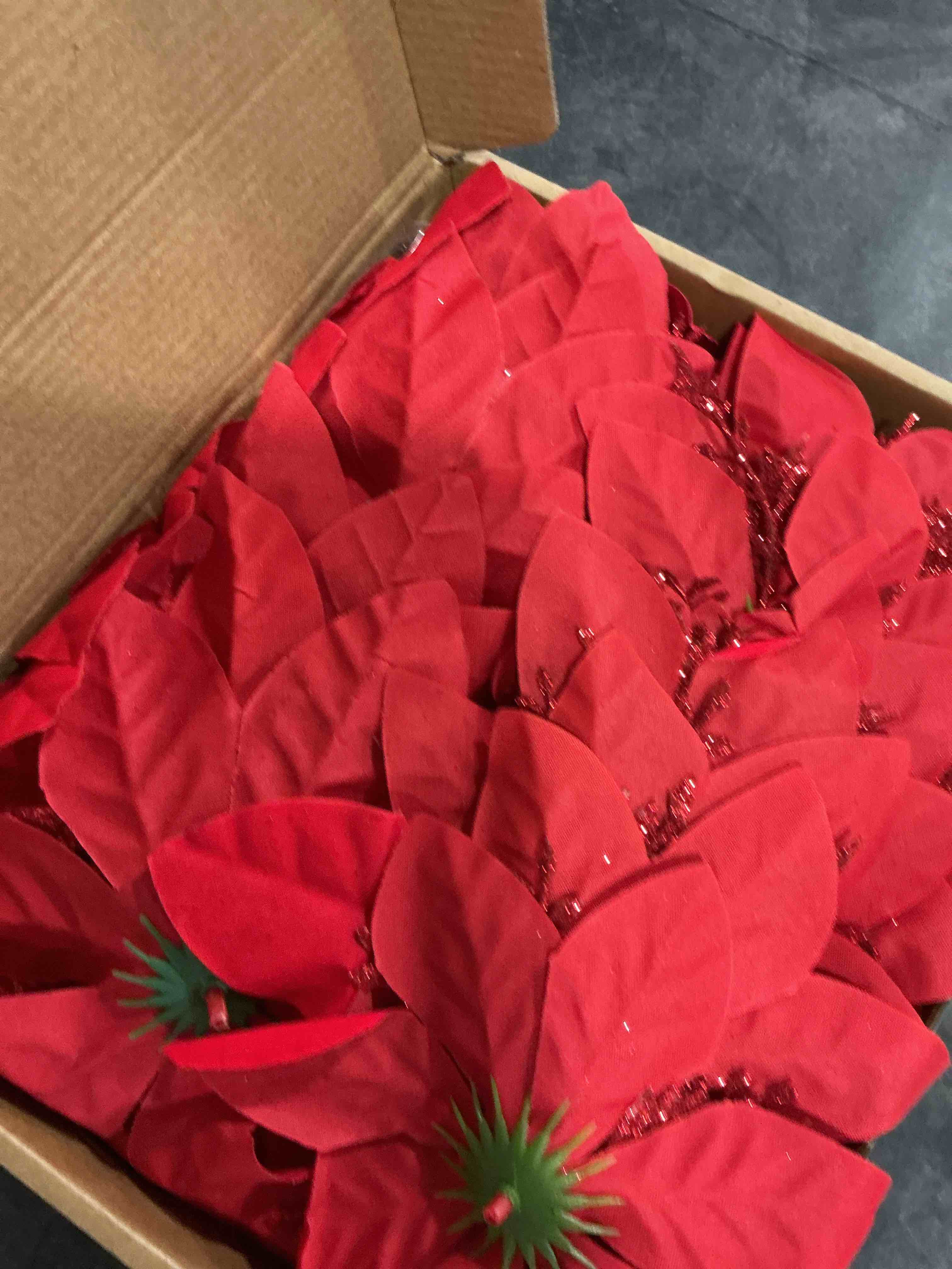 Condition photo showing Good Condition for GREENTIME 12 Pcs Glitter Poinsettia 5.5" Artificial Flowers Christmas Buffalo Check Clips Stems Xmas Tree Ornaments for New Year Party Stairs Fireplace Porch Balcony Garden Church Wreath Decoration Black&white Blattice