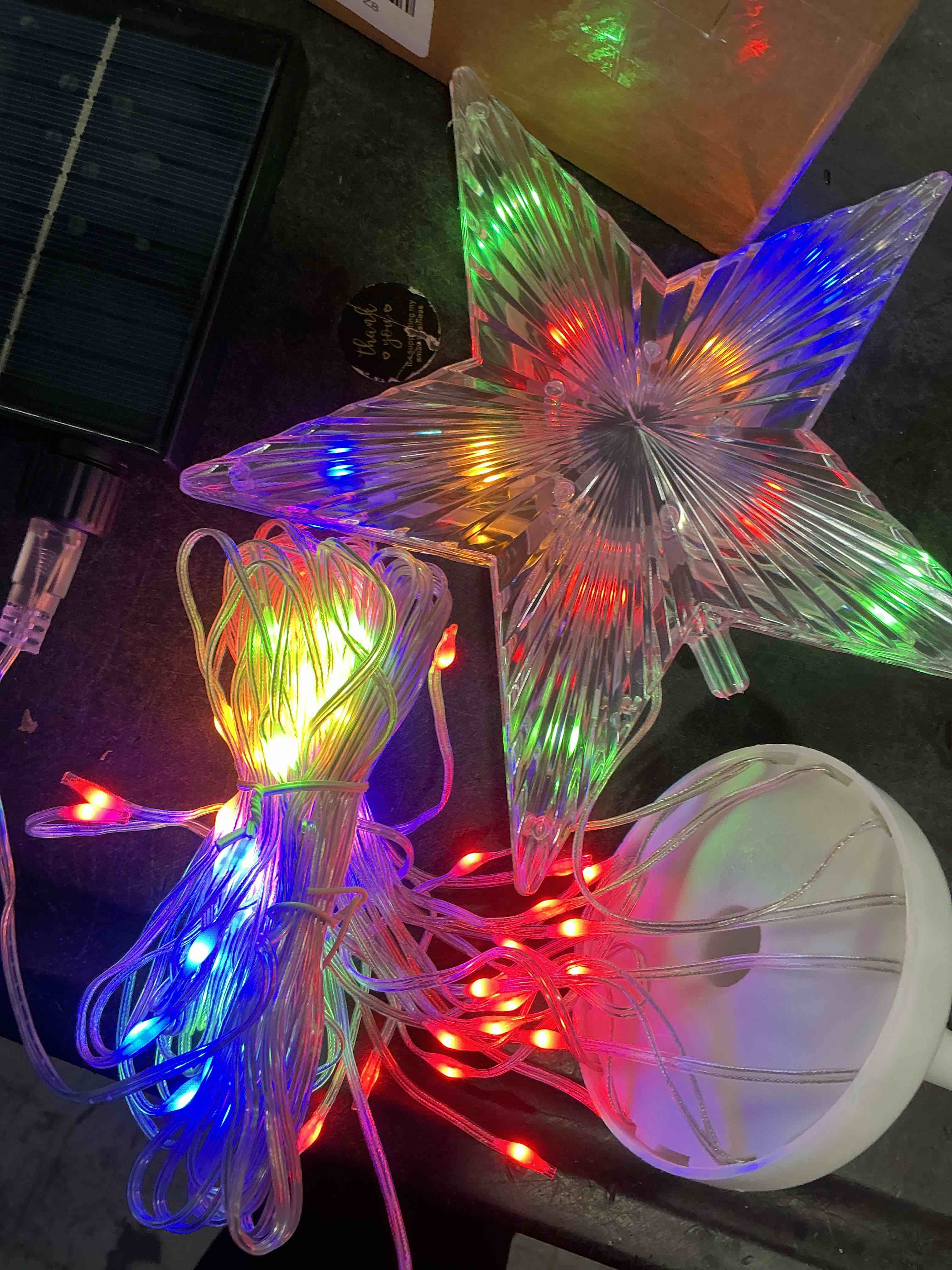 Condition photo showing Good Condition for Larger Size Solar Powered Christmas Tree Outdoor Christmas Decorations, Smart Color Changing RGB 4FT Solar Christmas Tree Lights with Remote & Timer & Dimming for Front Porch Yard Garden Holiday Decor 4ft / 118led