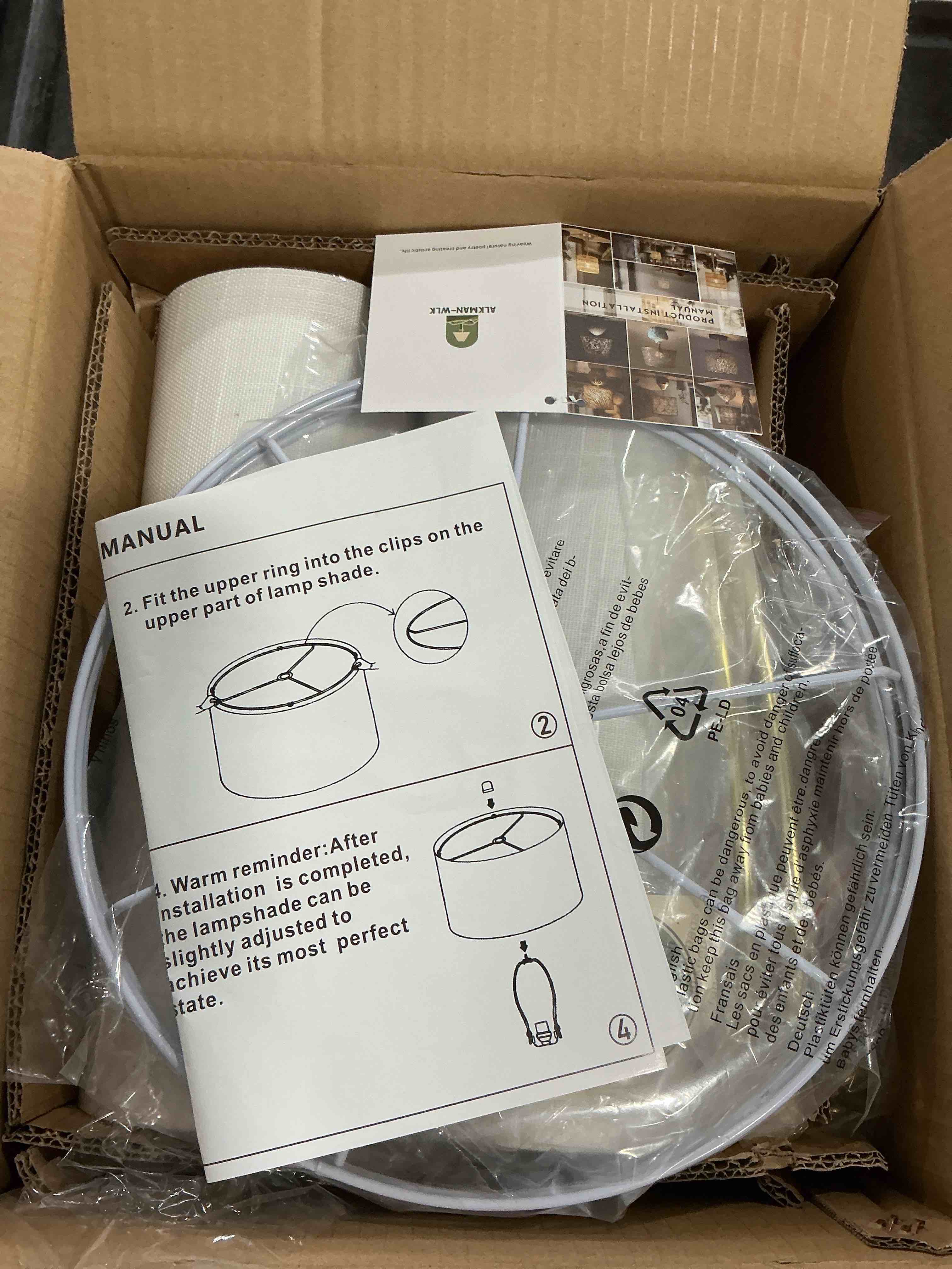 Condition photo showing Good Condition for White Tall Drum Lamp Shades Set of 2, 11"Top X11" Bottom X 12"High Fits For Table Lamps, Floor Lamps Replacement Thickened High-Grade Linen, Spider, Harp Holders Included, Easy Assembly