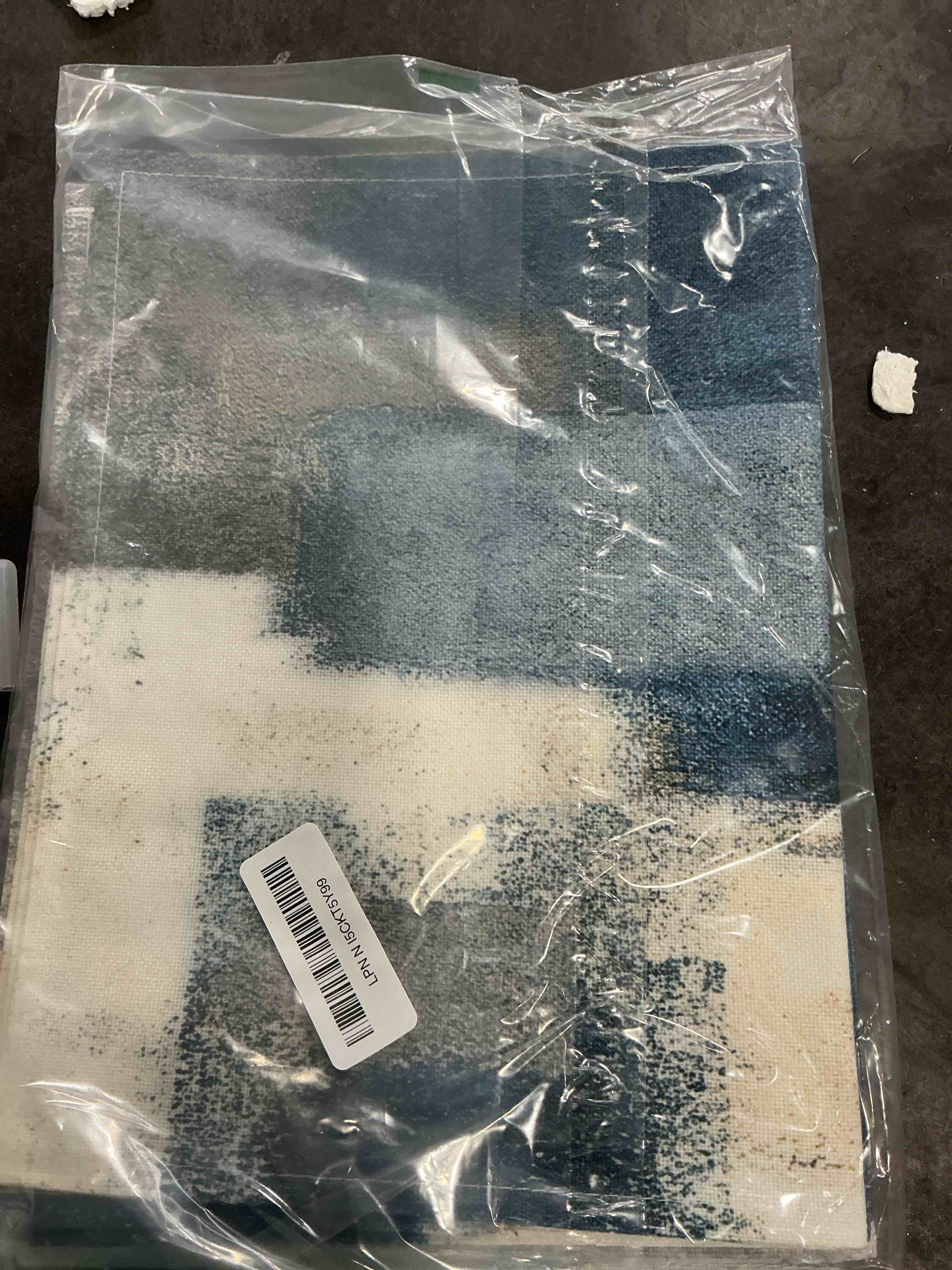 Condition photo showing Good Condition for Emvency Farmhouse Table Runner and Placemats Set of 4Cotton-Linen Abstract Blue and Grey Painting Art Dining Table Decor for Daily Use(1 Table Runner 72 inches Long and 4Placemats) Blue Grey 13"x72"+12"x18"