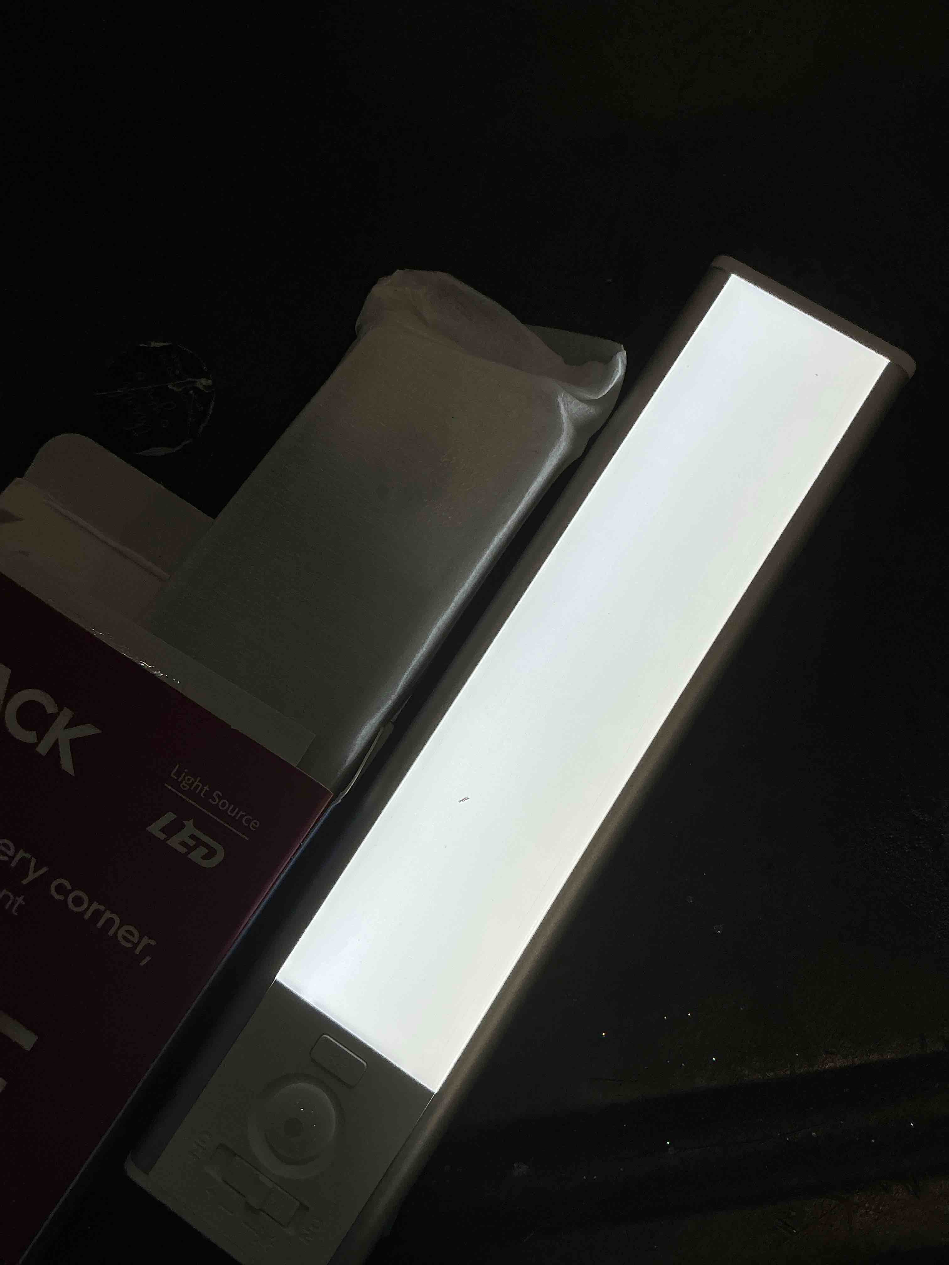 Condition photo showing Good Condition for Under Cabinet Lighting, LED Motion Sensor Light Indoor, 2200mAh USB Rechargeable Closet Lights Battery Operated, Stick On Magnetic Wireless Dimmable Under Counter Lights for Kitchen(2 Pack) White Light 8 inch