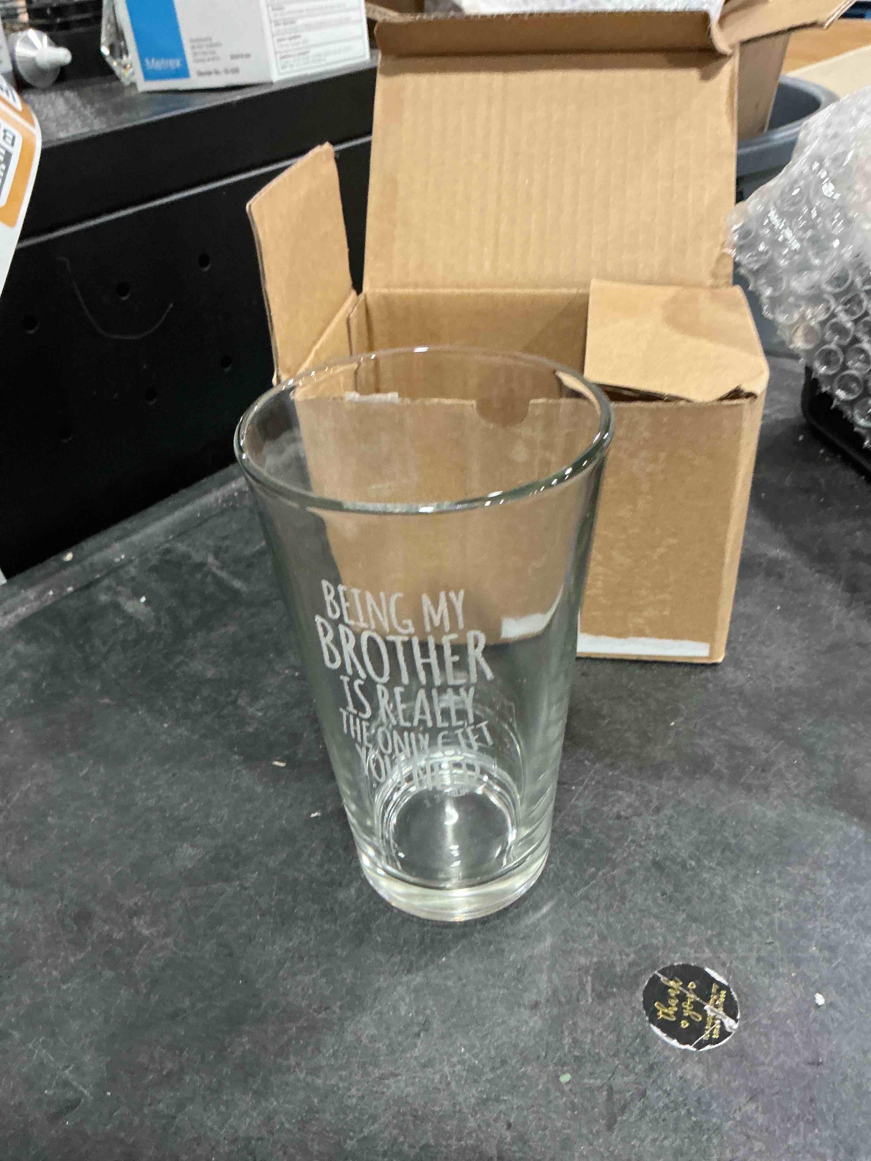Condition photo showing Good Condition for Veracco Being My Brother Is Really The Only gifts You Need Beer Pint Father's Day Christmas (Clear, Glass) Clear Glass