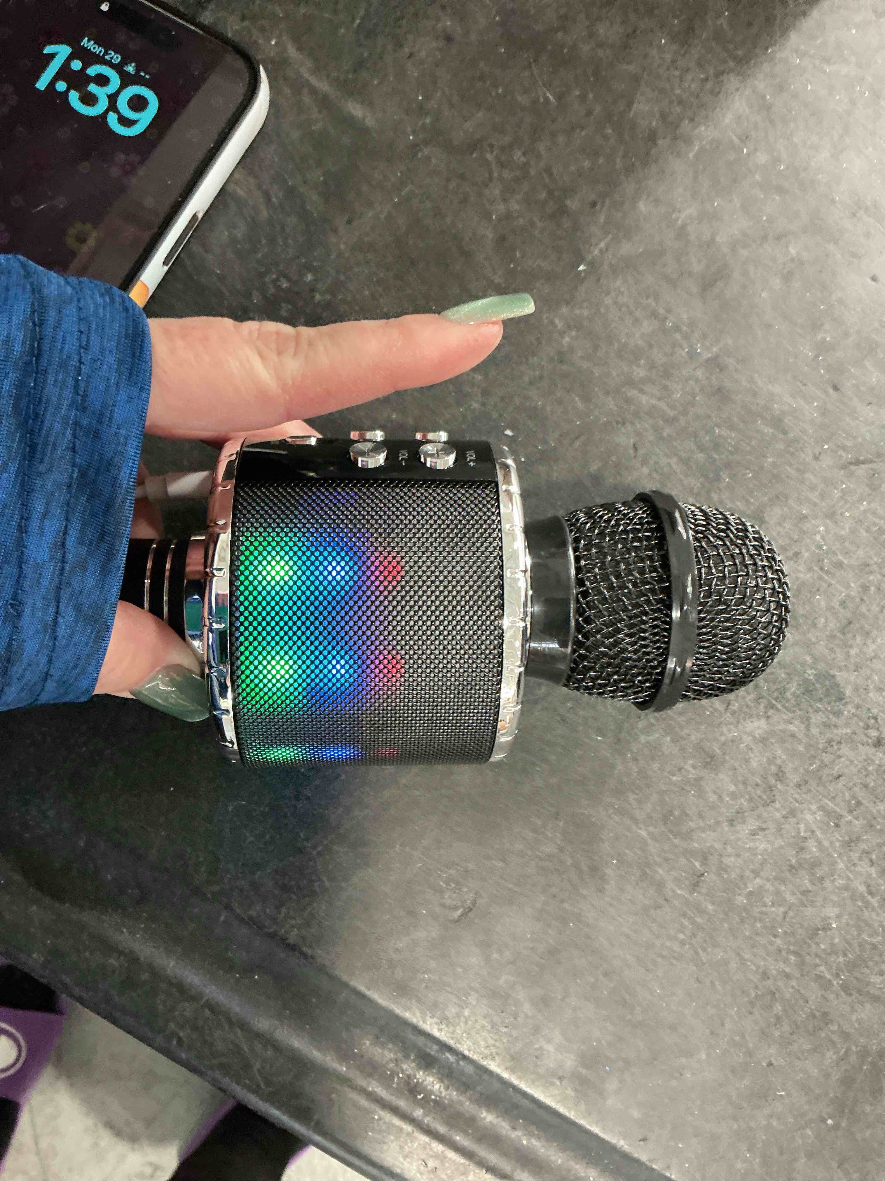 Condition photo showing New/Like New for BlueFire 4 in 1 Karaoke Wireless Microphone with LED Lights, Portable Microphone for Kids, Great Gifts Toys for Kids, Girls, Boys and Adults (Black)