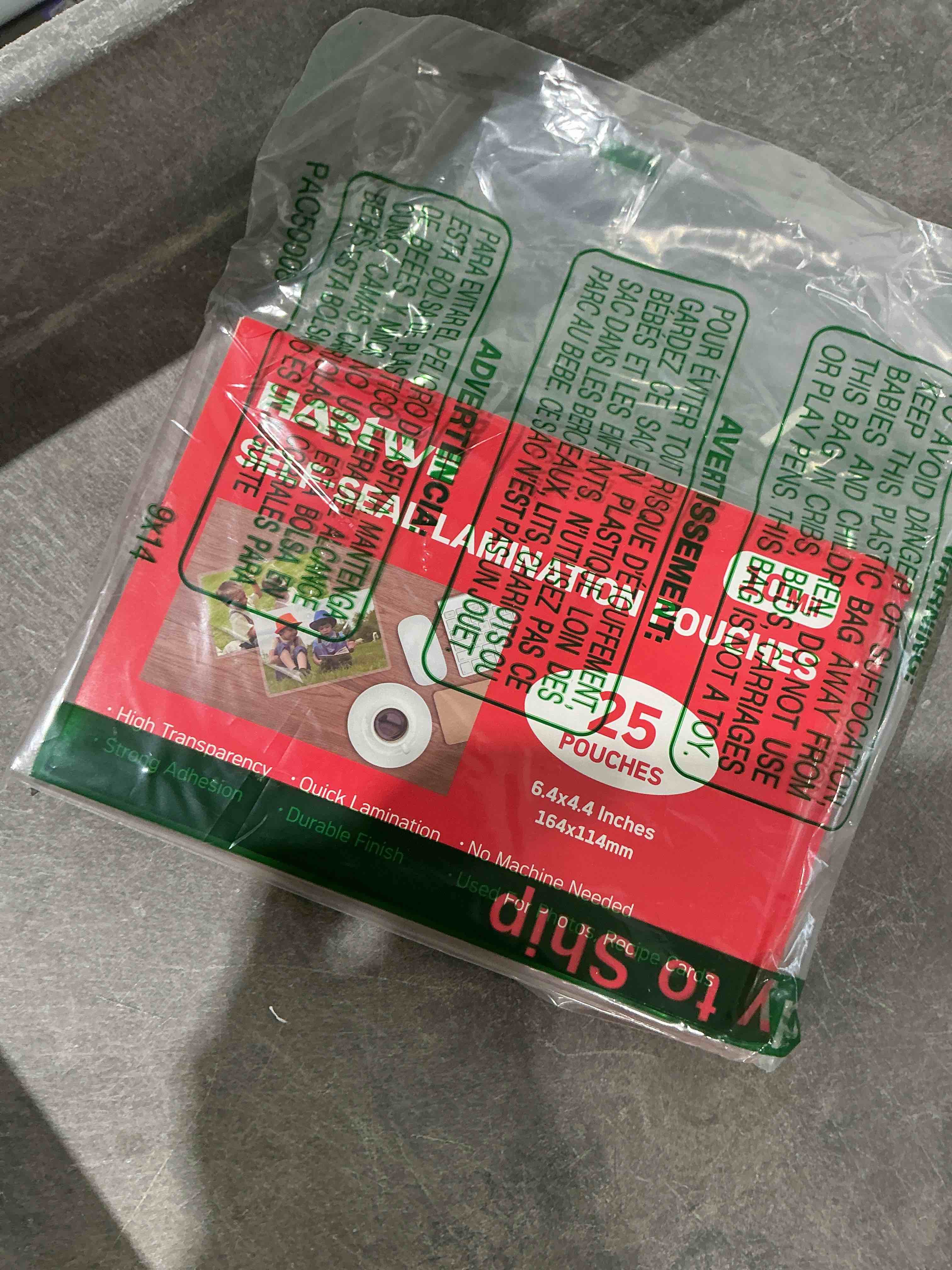 Condition photo showing Good Condition for 25 Pack Self-Sealing Laminating Pouches 4x6 Inch,10 Mil Thick Double-Sided Self Adhesive Lamination Pouches,Waterproof Photo Laminating Sheets No Laminator Machine Need 4.4x6.4"_10Mil_25PCS Inches