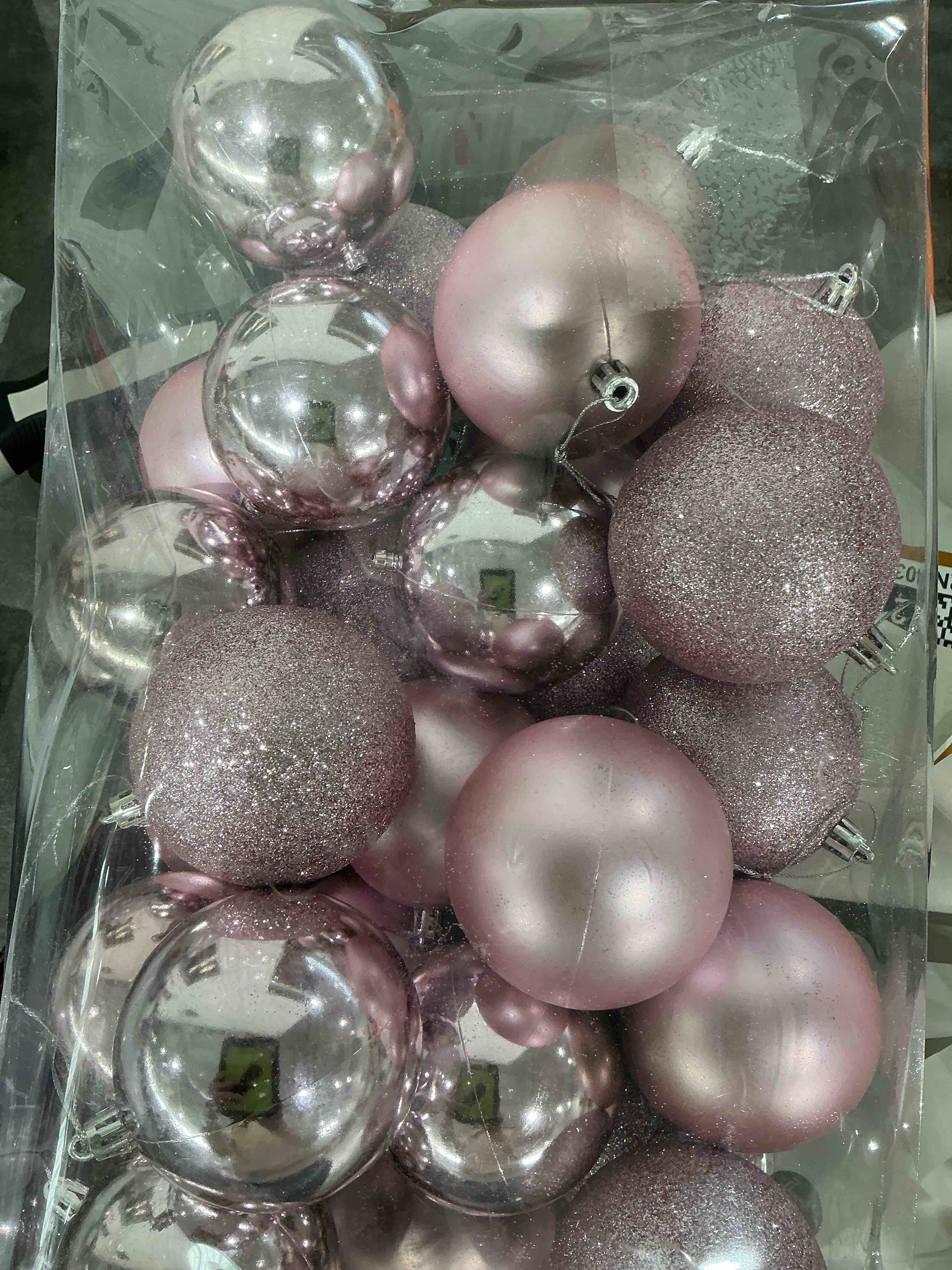 Condition photo showing Good Condition for missing a couple ornaments 20 Christmas Ball Ornaments, 1.18" Shatterproof Tree Decorations, Perfect Hanging Ball for Indoor/Outdoor Holiday Party Decor (Pink) Pink 1.18"