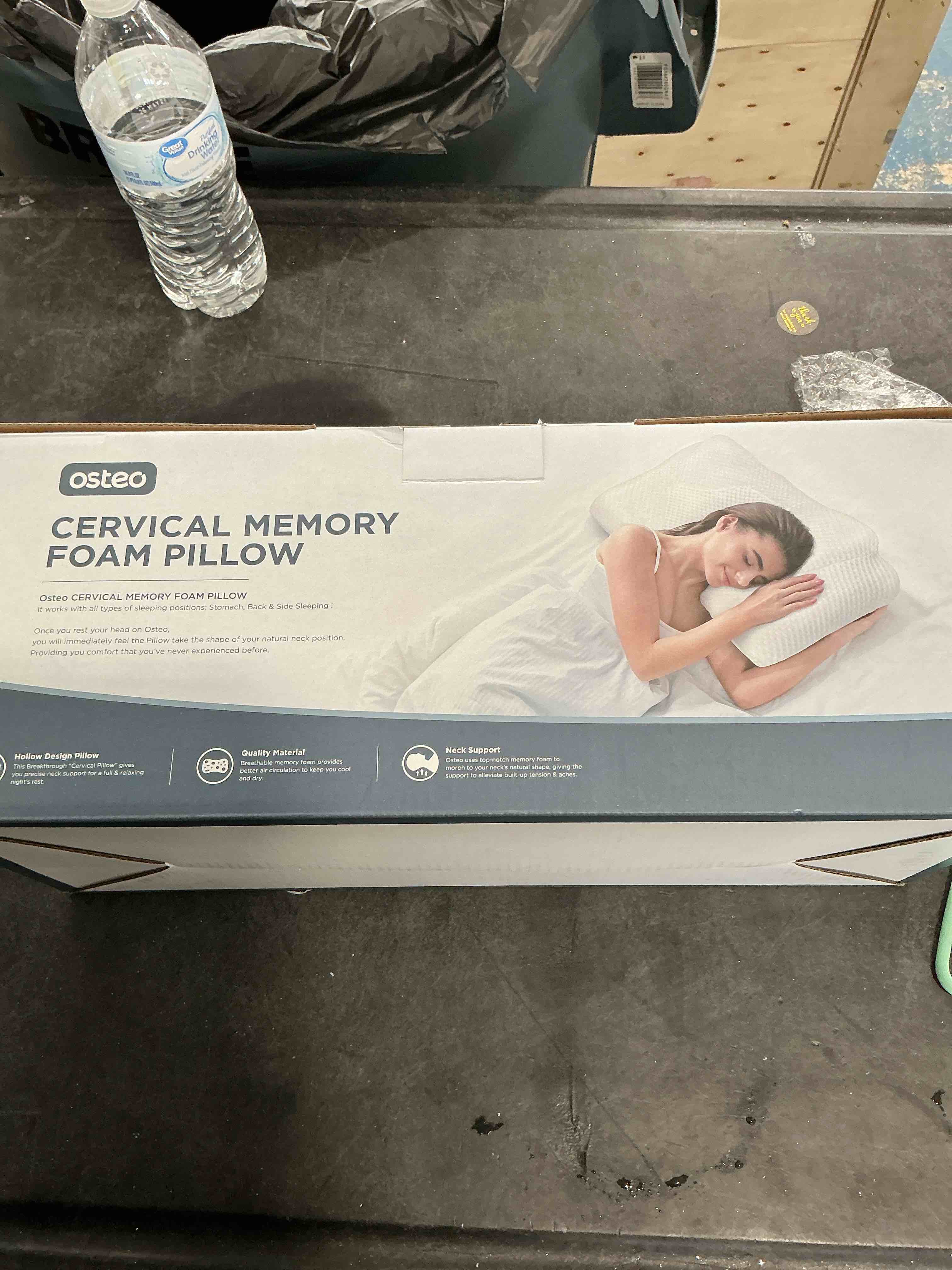 Condition photo showing New/Like New for Osteo Cervical Pillow for Neck Pain Relief, Hollow Design Odorless Memory Foam Pillows with Cooling Case, Adjustable Orthopedic Bed Pillow for Sleeping, Support for Side Back Sleepers Queen(25.5*16.5*5.2/4.1 inches) Dark Grey