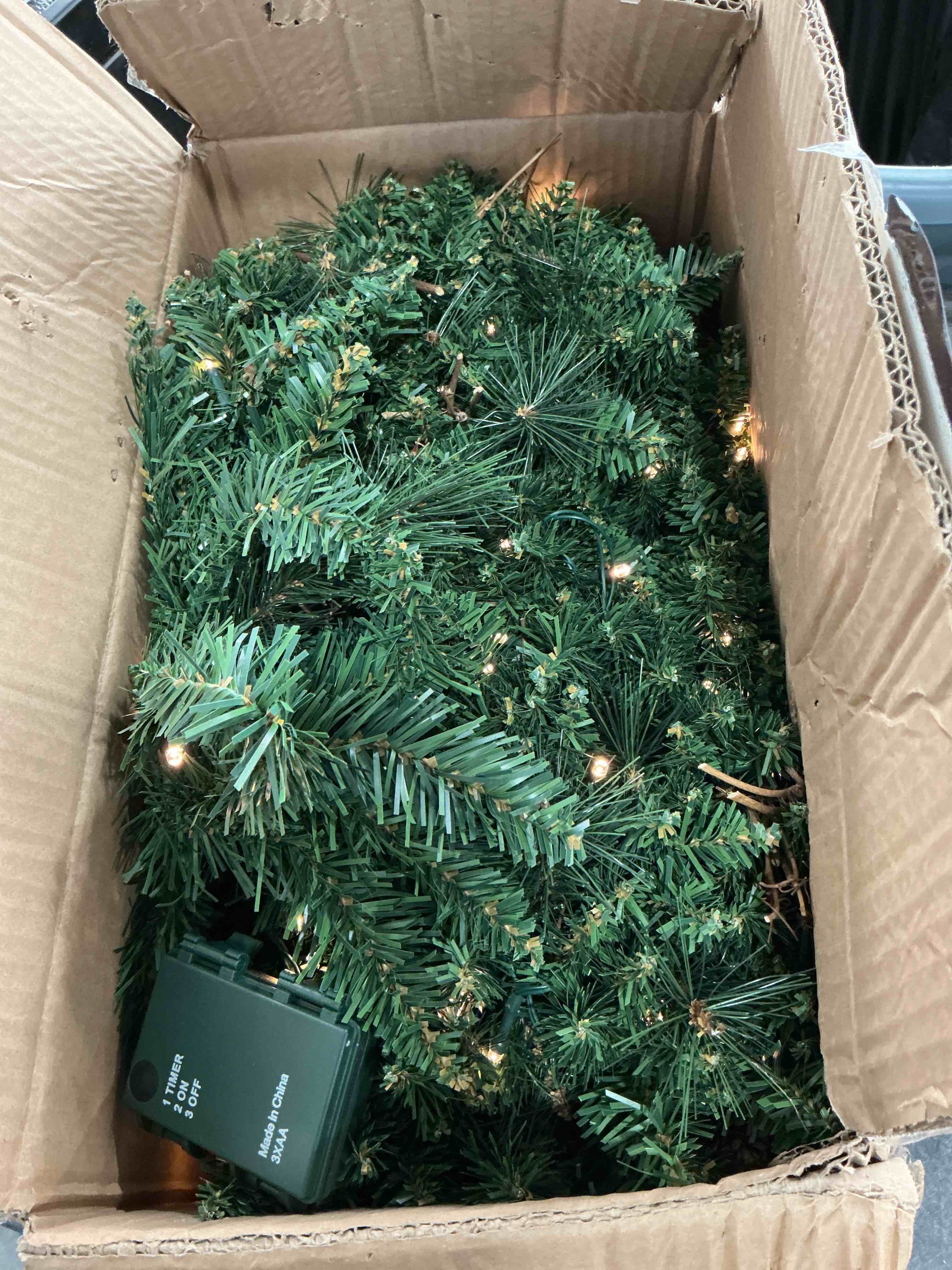 Condition photo showing Good Condition for 9FT Christmas Garland with Pine Cones, Prelit Christmas Garland Greenery Outdoor Lighted Pine Garland, Mantle Garland Christmas Holiday Decoration Indoor (Pinecone, 9ft) Polyvinyl Chloride (PVC)