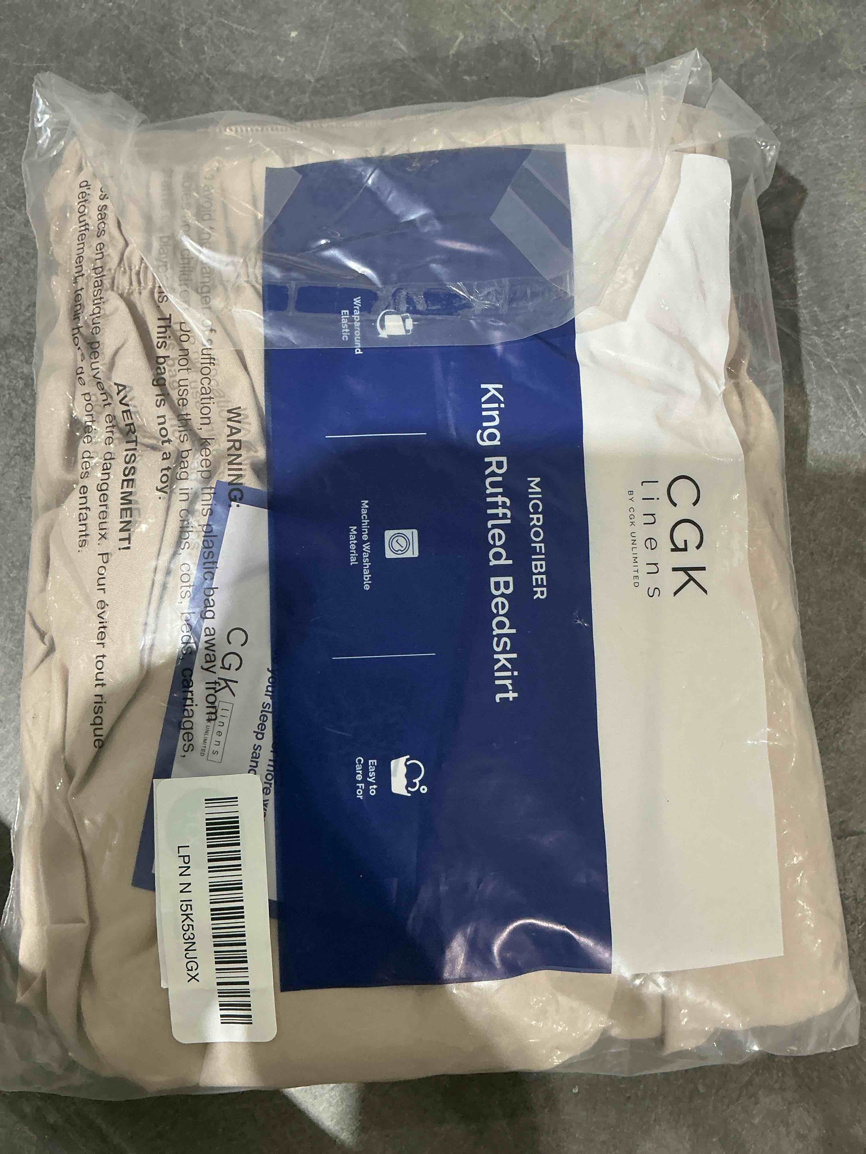 Condition photo showing Good Condition for Wrap Around Dust Ruffle Bed Skirt - Cream - for King Size Beds with 15 Inch Drop - Easy Fit Elastic Strap - Adjustable Pleated Bedskirt w/Brushed Fabric - Wrinkle Free - for Women, Men, Kids & Teens King/Cal King 15" - Drop 09 - Cream