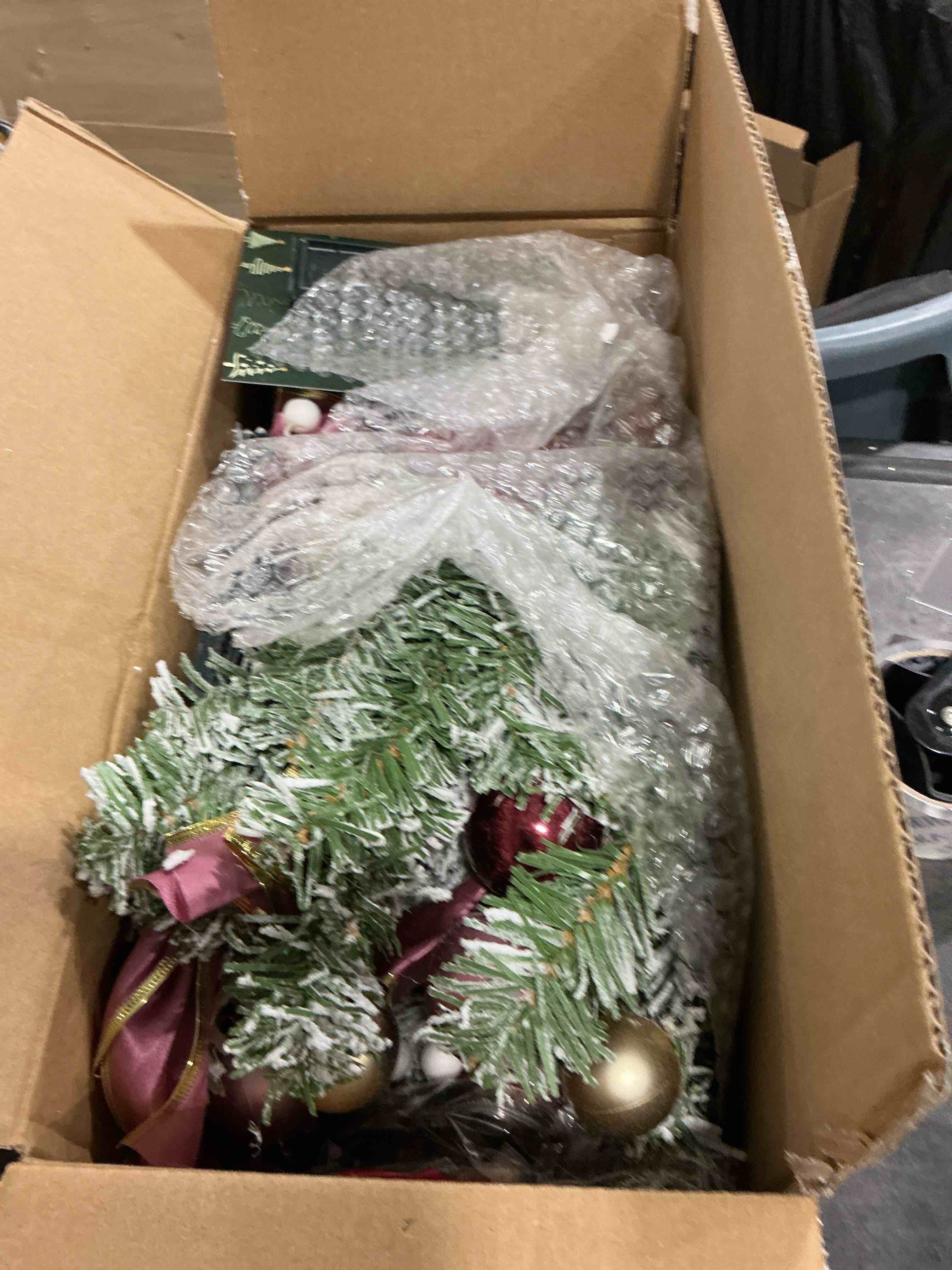 Condition photo showing Good Condition for MARTINE MALL 2FT Pre-Decorated Small Christmas Tree with Lights, Snowy Flocked Mini Christmas Tree Artificial Tabletop Christmas Trees with Pink Owl Bow Hanging Ornaments for Table Desk Small Space