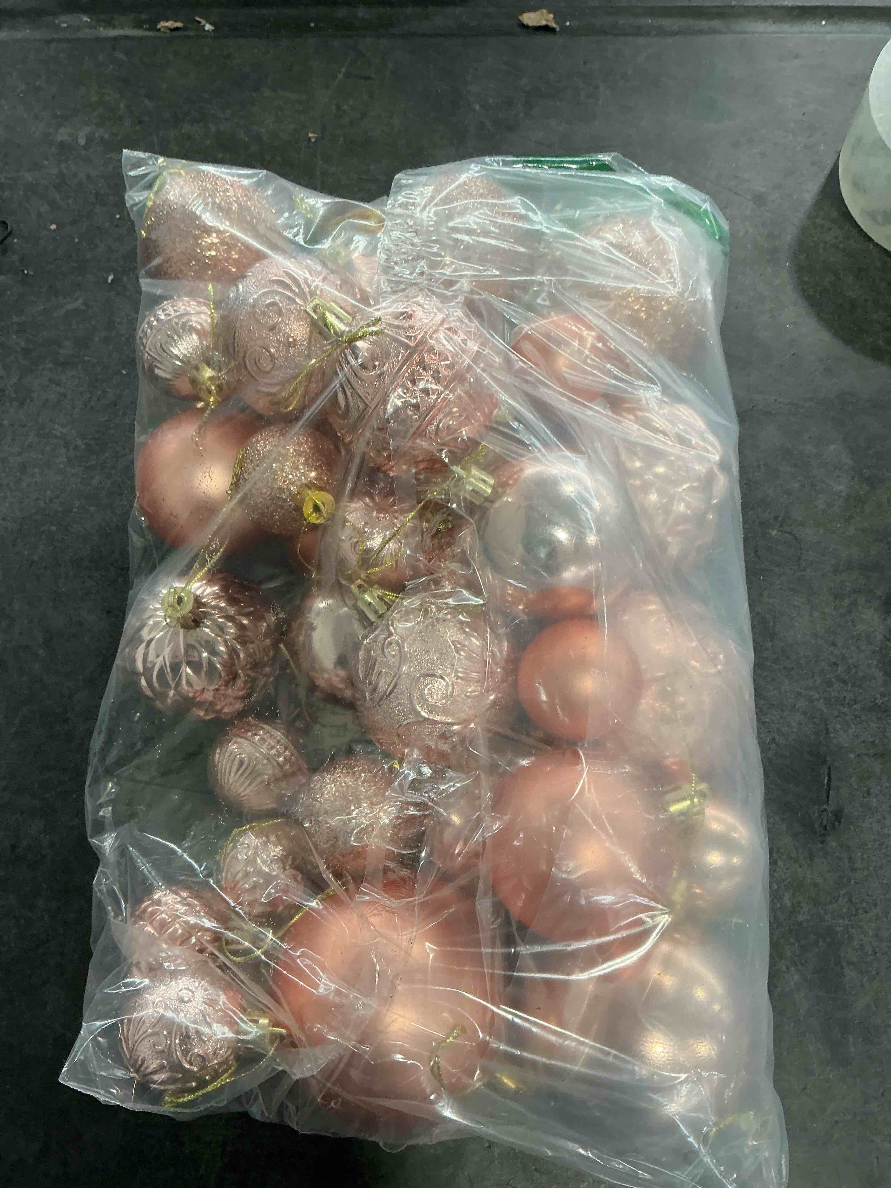 Condition photo showing Good Condition for Christmas Ball Ornaments Rose Gold Christmas Tree Decorations with Hang Rope-36pcs Shatterproof Christmas Ornaments Set with 6 Styles in 3 Sizes(Small Medium Large)
