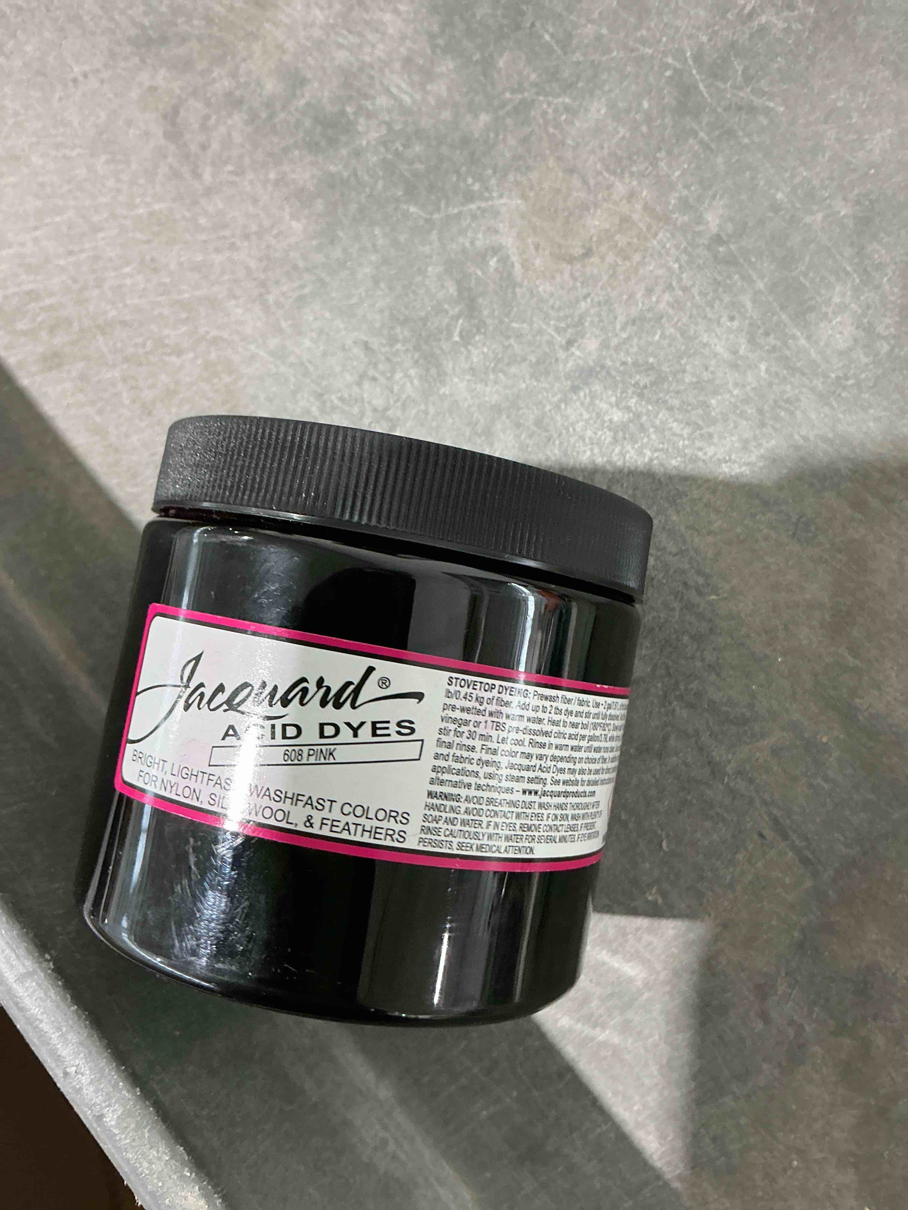 Condition photo showing Good Condition for Jacquard Acid Dye 8oz Jar Pink - Acid Dye for Wool, Silk, Alpaca, Feathers, Cosplay Wigs and Nylon - Powder Wool Dye for Full Coverage Dyeing - Vibrant Acid Silk Dye