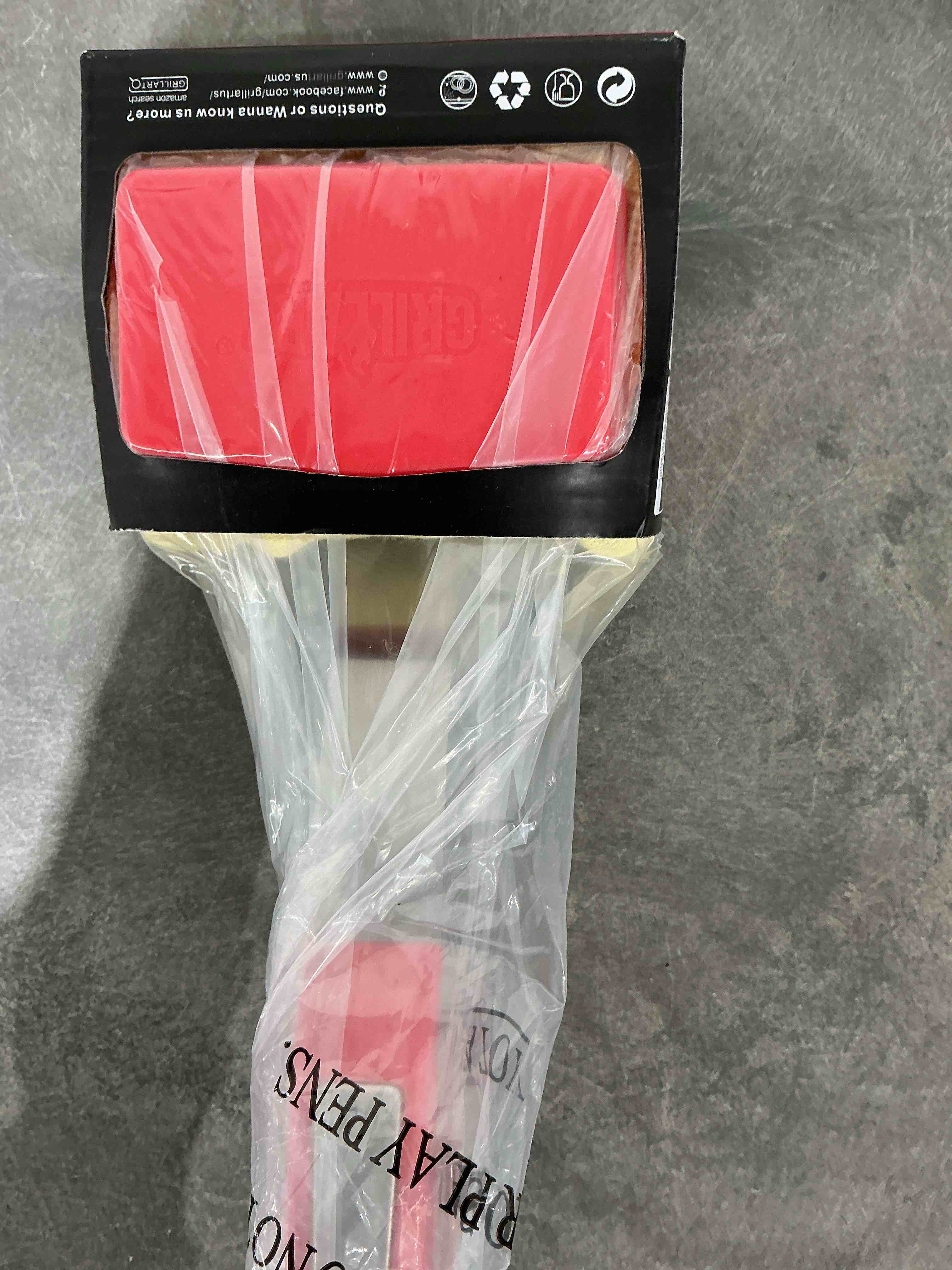 Condition photo showing Good Condition for GRILLART Grill Brush Bristle Free. SteamWizards BBQ Replaceable Cleaning Head, Unique Seamless-Fit Scraper Tool for Cast Iron/Stainless-Steel Grates, Safe Barbecue Grill Cleaner-Red Grill Brush & Scraper