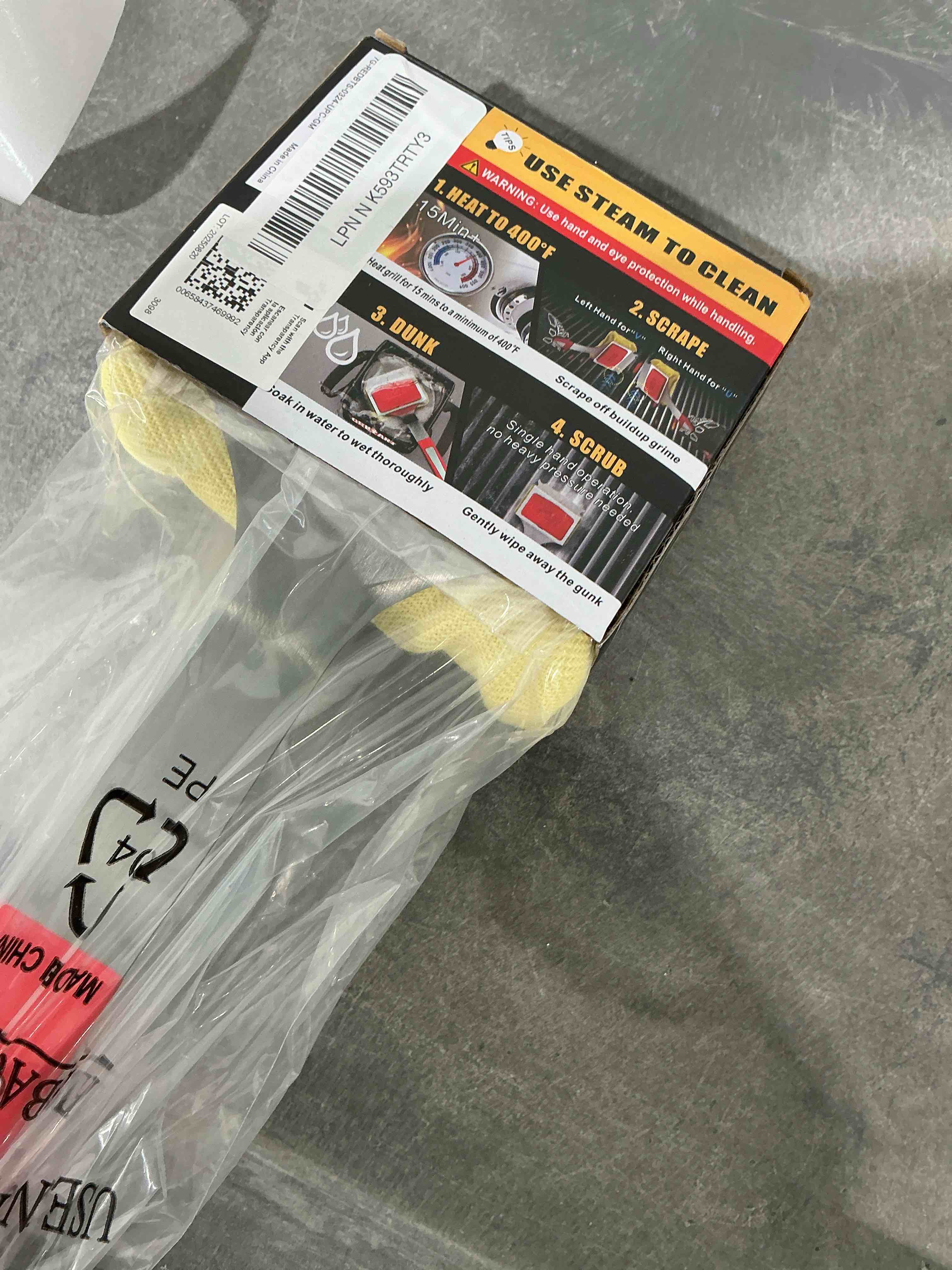 Condition photo showing Good Condition for GRILLART Grill Brush Bristle Free. SteamWizards BBQ Replaceable Cleaning Head, Unique Seamless-Fit Scraper Tool for Cast Iron/Stainless-Steel Grates, Safe Barbecue Grill Cleaner-Red Grill Brush & Scraper