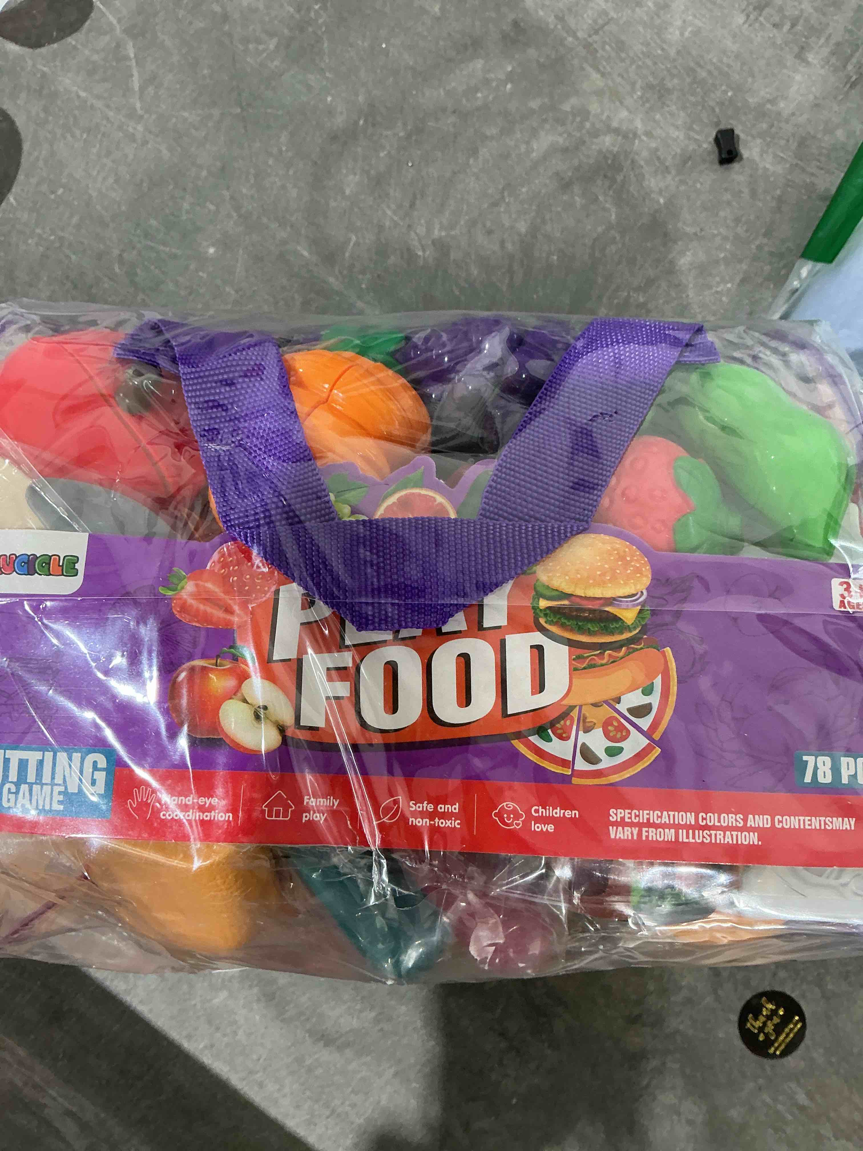 Condition photo showing Good Condition for Pretend Play Food for Kids Kitchen - 78Pc Cutting Toy with Storage Bag, Toys Veggies, Fruits, Fake Pizza Toy, Food, Accessories, Boys Girls Gift, 9.5 x 7 x 6 in (ZY-78)