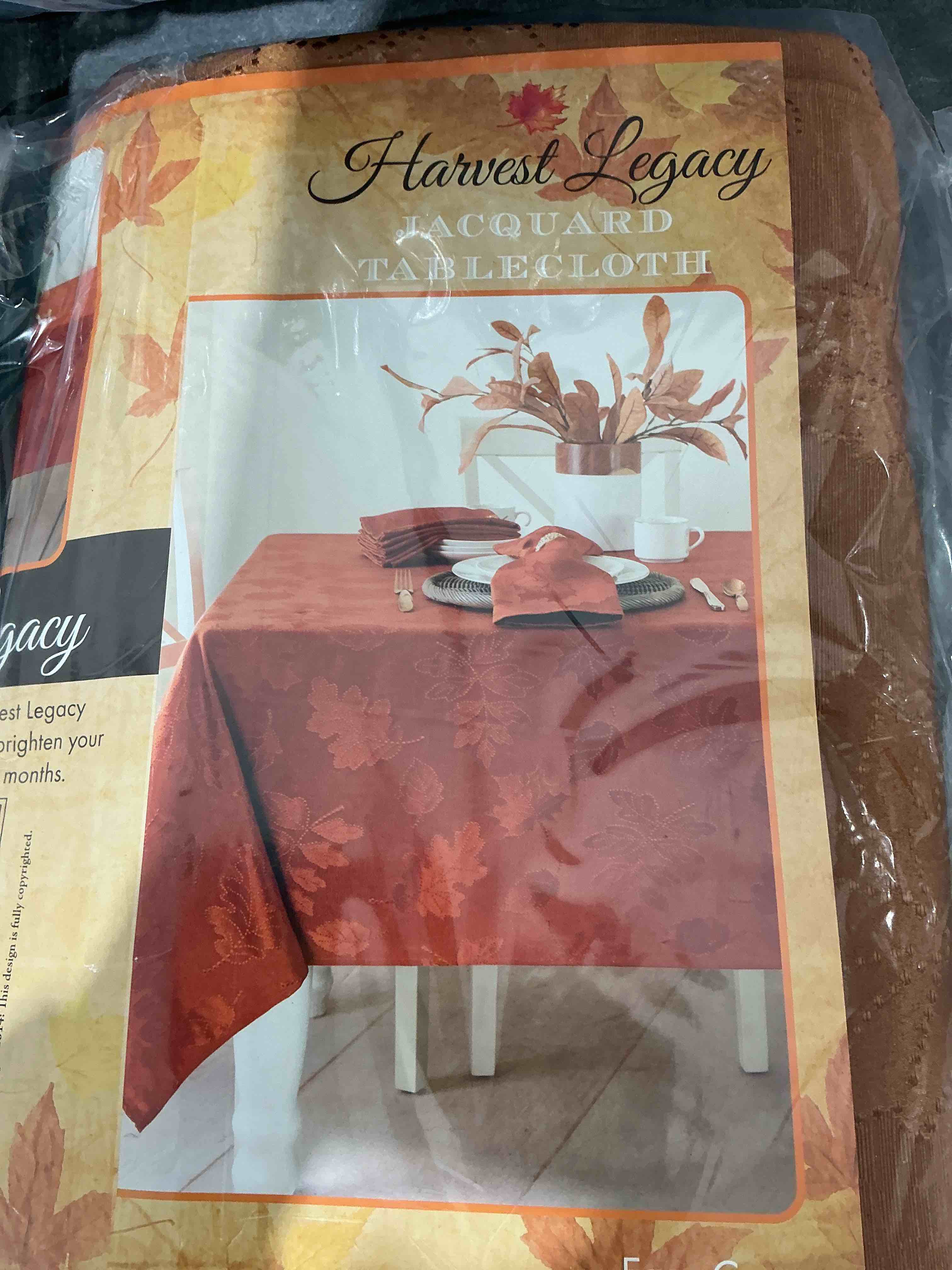 Condition photo showing Good Condition for Benson Mills Harvest Legacy Damask Fabric Table Cloth Fall, Harvest, and Thanksgiving Tablecloth (Amber-Bronze, 60" x 120" Rectangular) 120" x 60" (Rectangular) Amber-bronze
